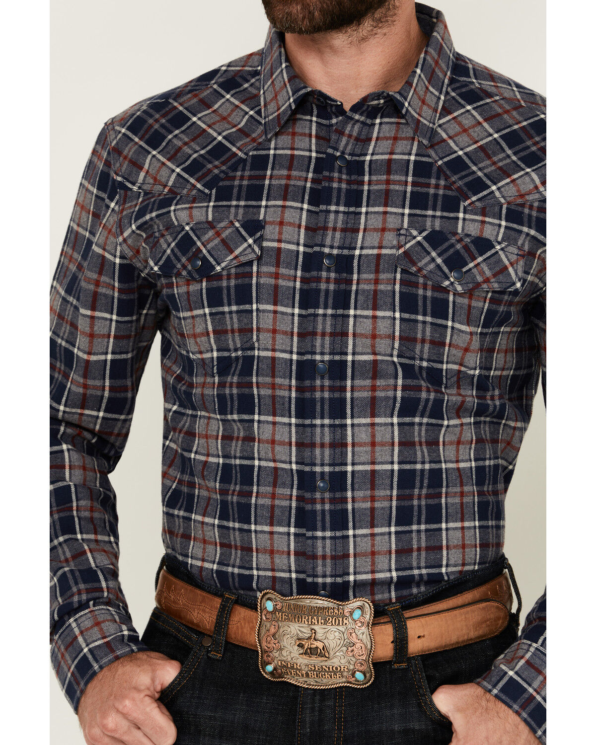 Cody James Men's Poker Plaid Print Long Sleeve Snap Western Shirt - Big