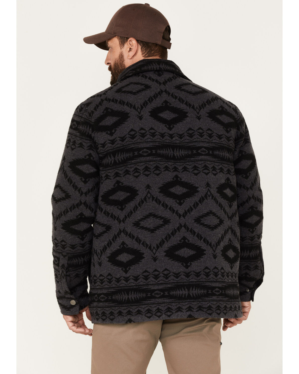 Powder River Outfitters Men's Border Commander Southwestern Print Full-Snap Wool Jacket