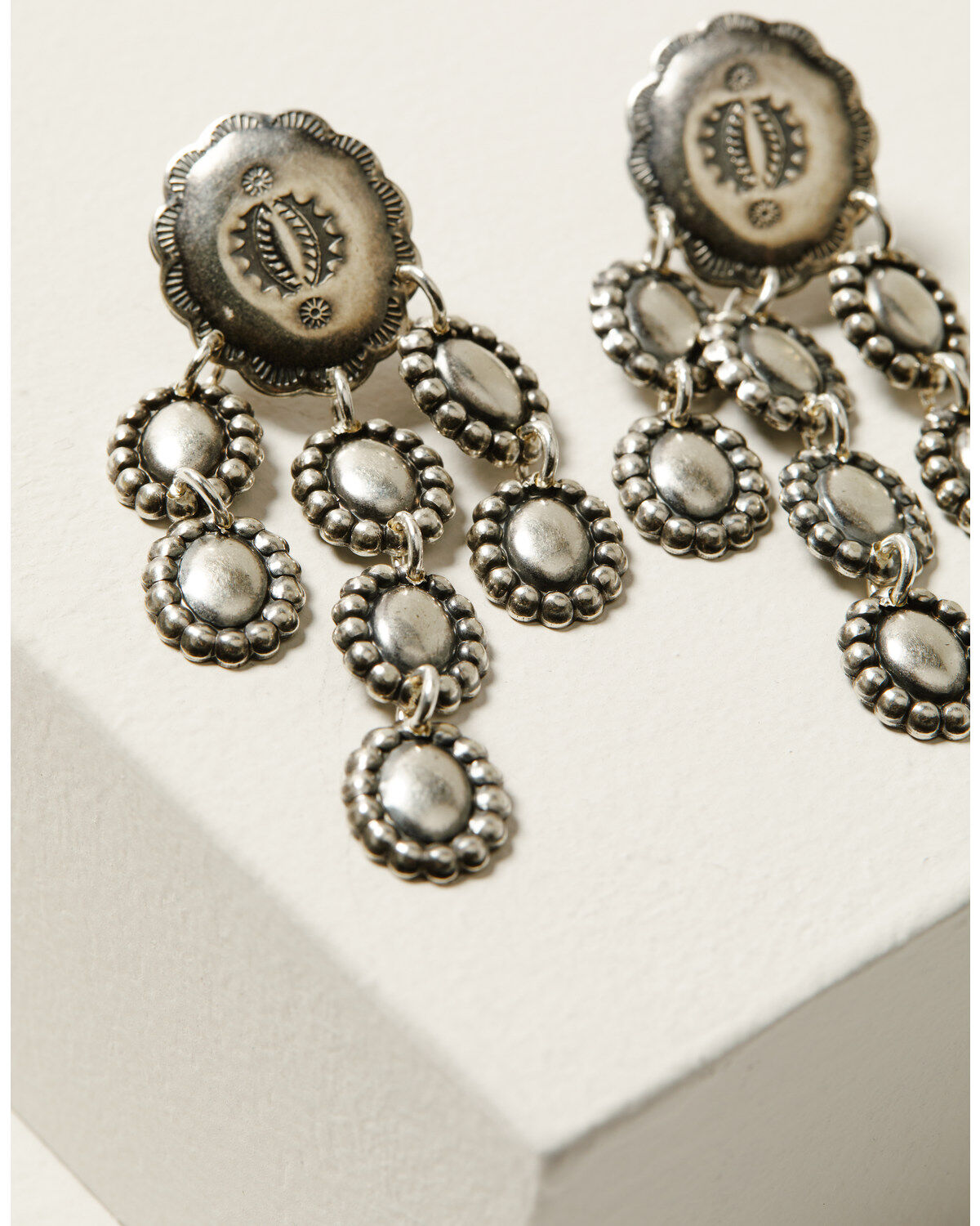 Paige Wallace Women's Silver Concho Dangle Earrings