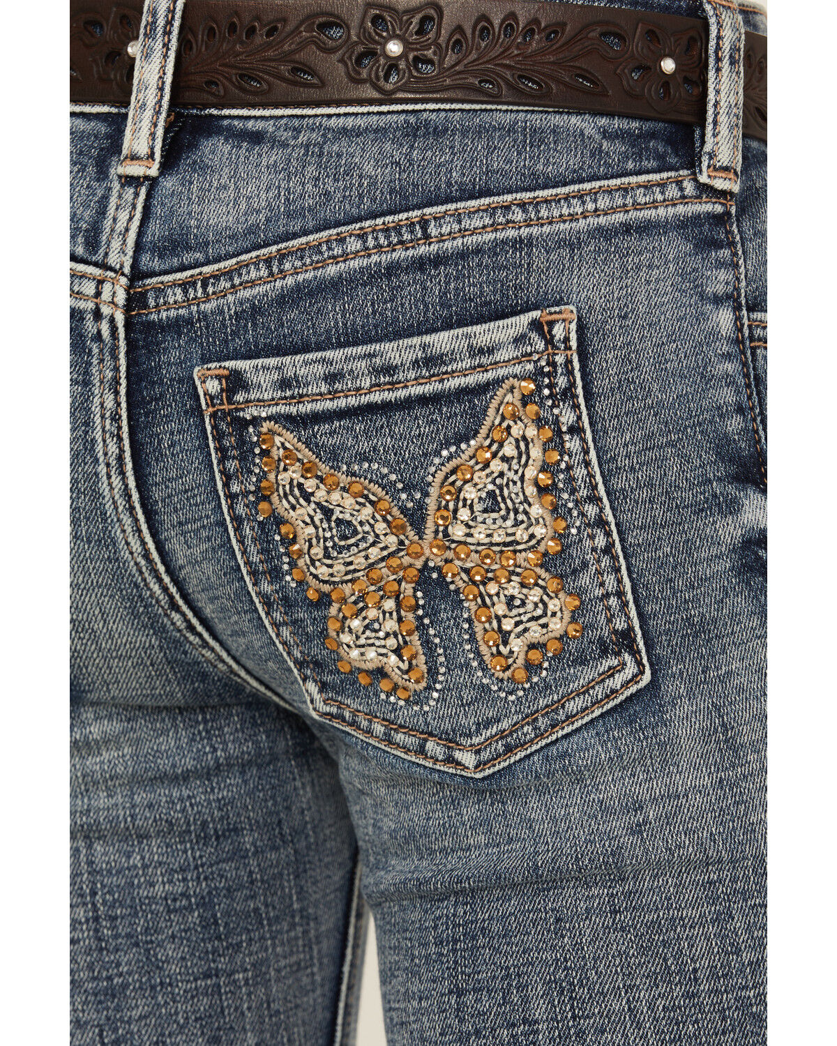 Shyanne Girls' Dawn Studded Pocket Bootcut Stretch Denim Jeans