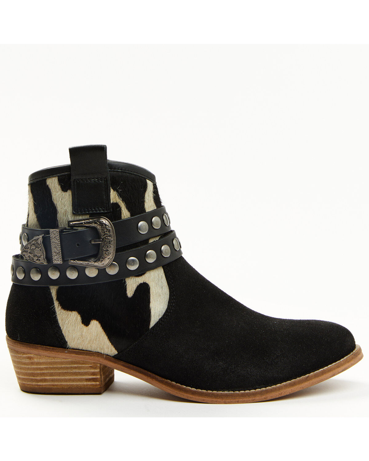 Shyanne Women's Bess Cow Print Western Booties - Round Toe