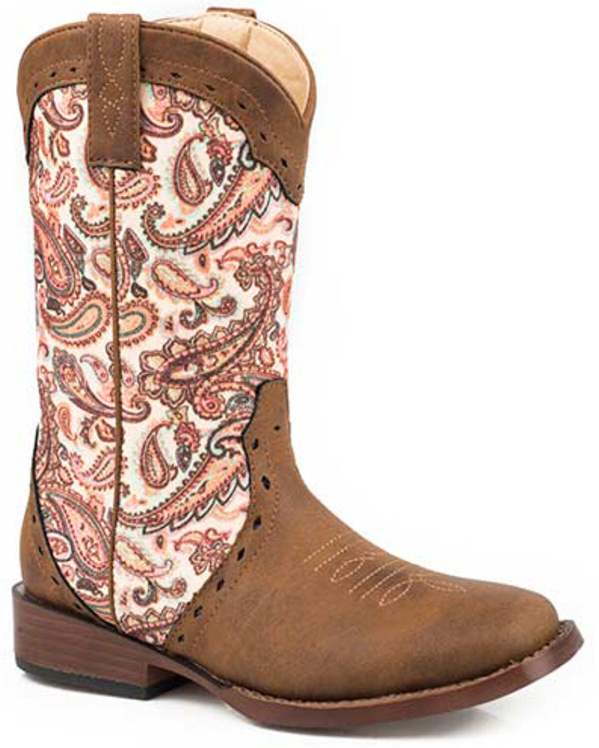 Roper Girls' Glitter Paisley Print Western Boots - Round Toe