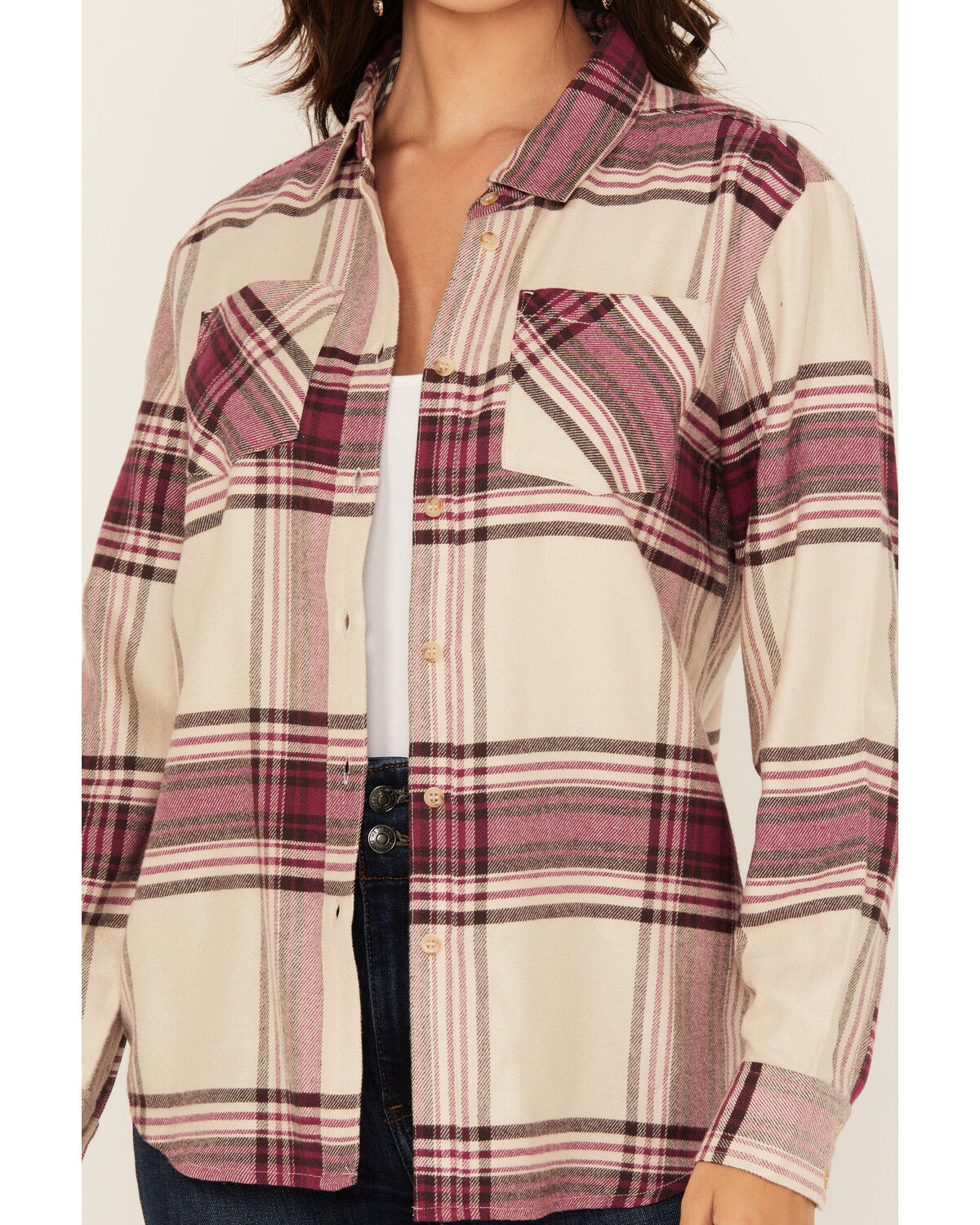 Shyanne Women's Plaid Print Long Sleeve Button-Down Western Shirt