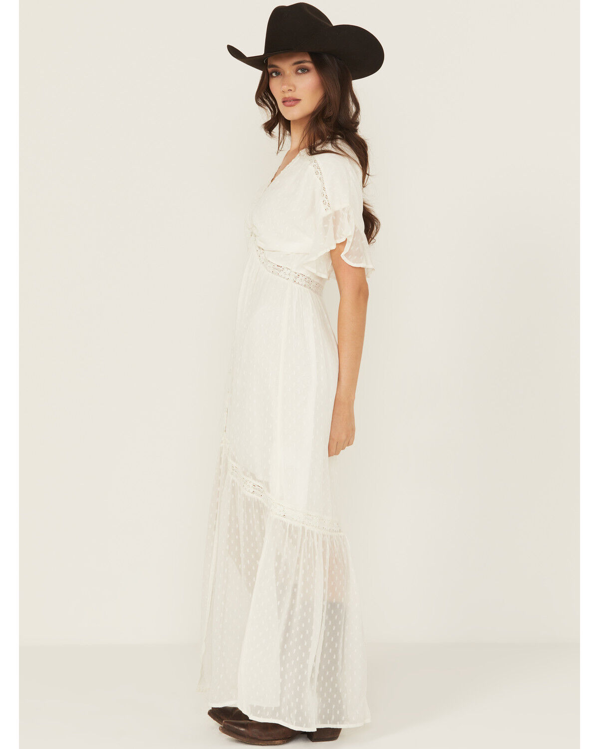 Shyanne Women's Lace Inset High-Low Maxi Dress