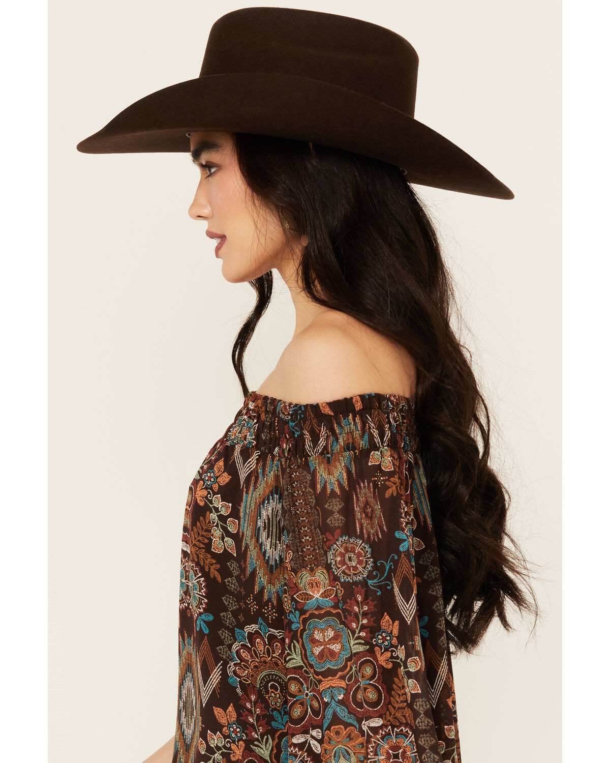 Shyanne Women's Printed Off The Shoulder Peasant Top