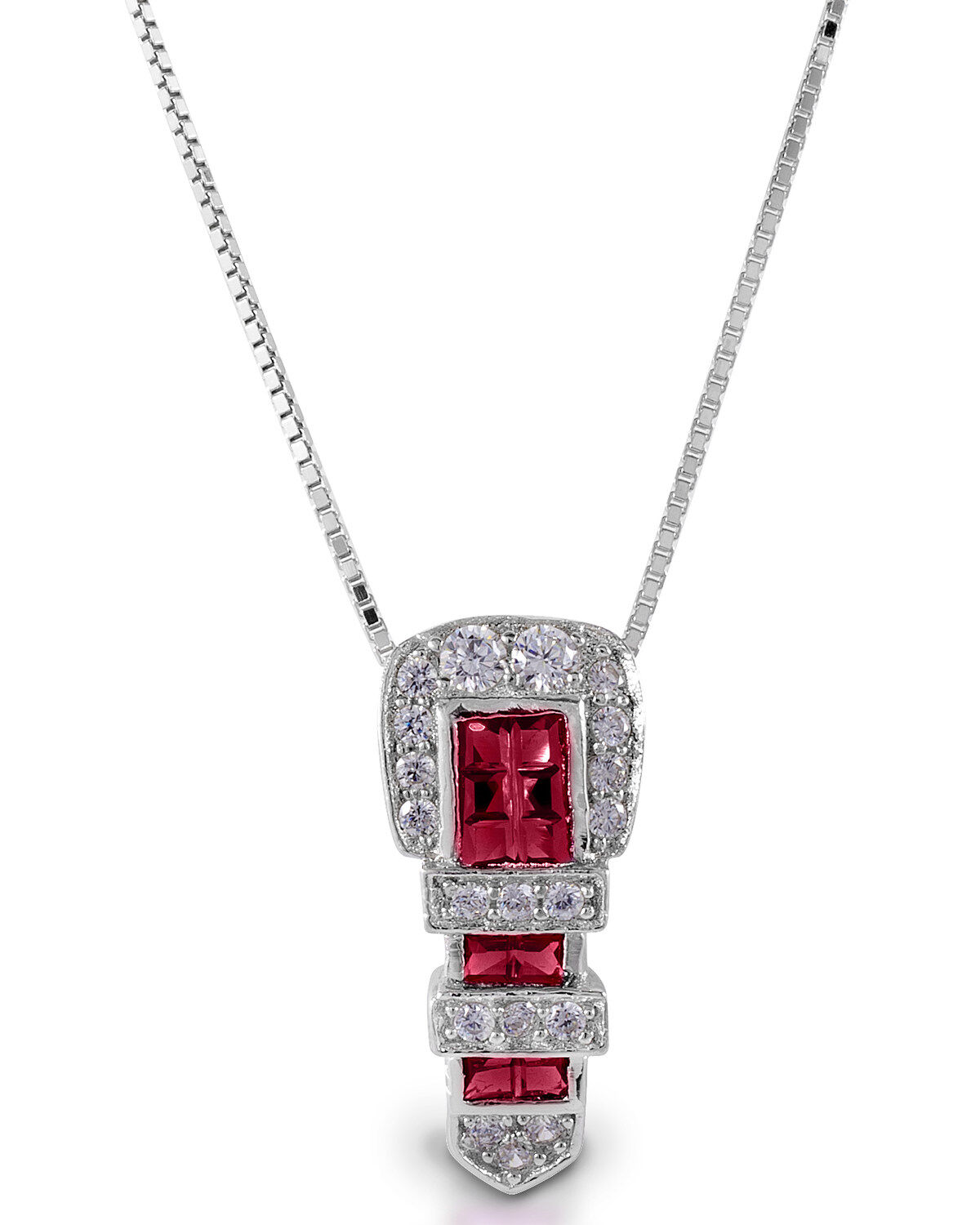 Kelly Herd Women's Red Ranger Style Buckle Pendant Necklace