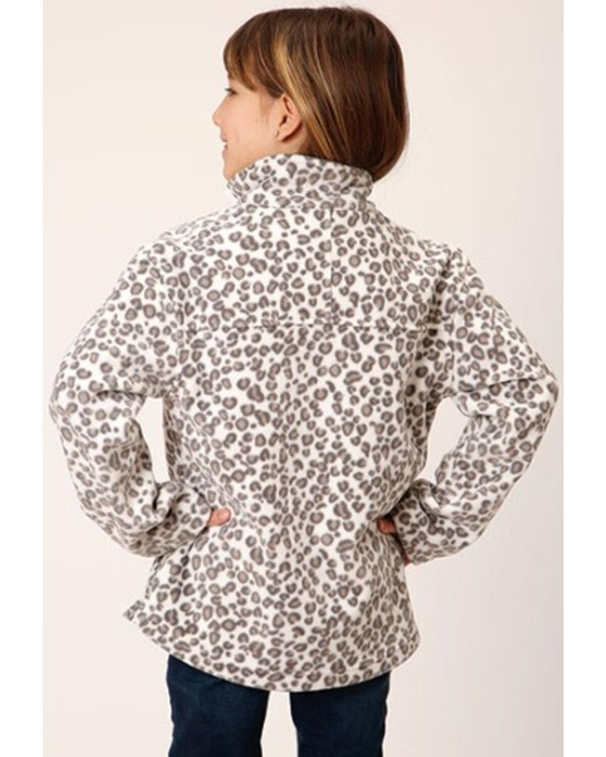 Roper Girls' Leopard Print Micro Fleece Pullover