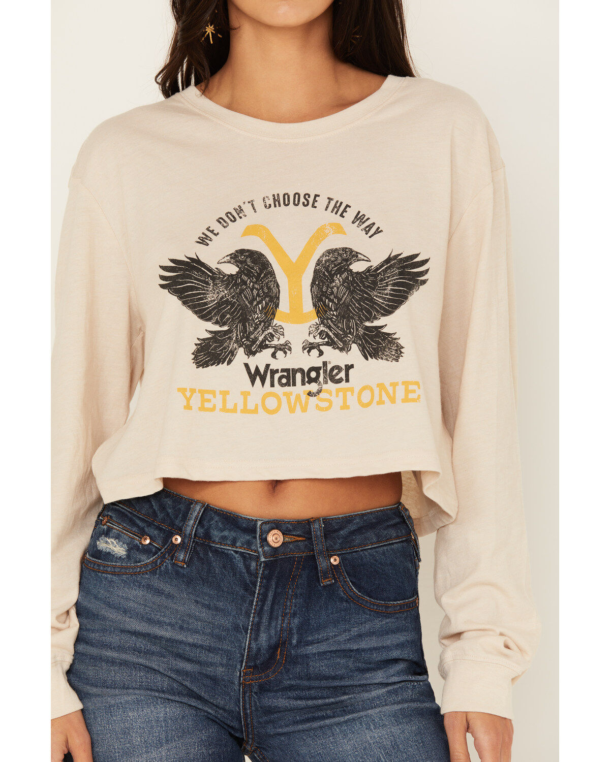 Wrangler Women's Yellowstone We Don't Choose The Way Long Sleeve Cropped Tee