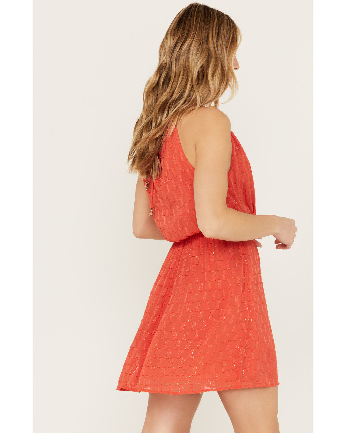 Idyllwind Women's Gladiolus Metallic Slip Tie Front Mini Dress