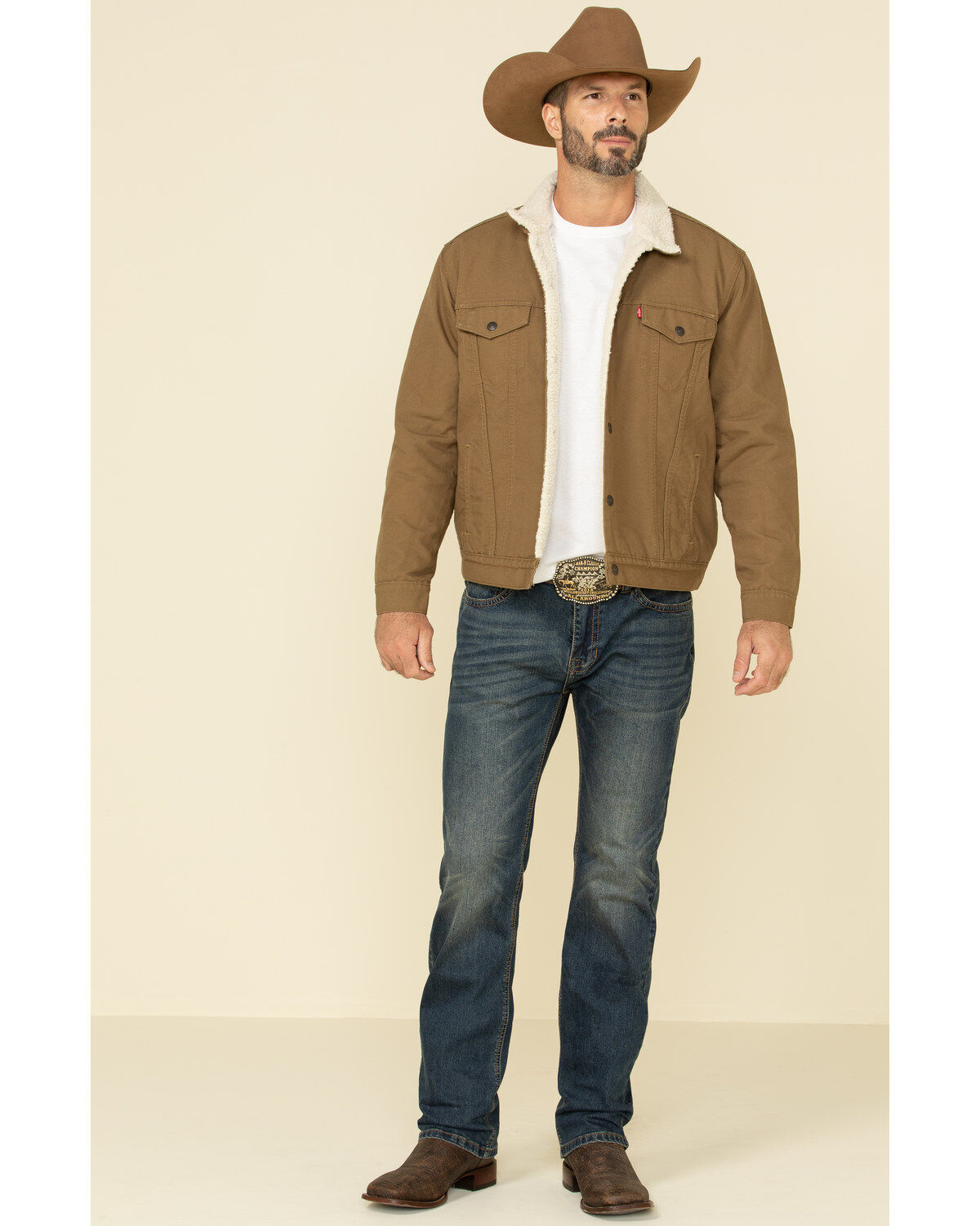 Levi's Men's Tan Sherpa Lined Trucker Jacket