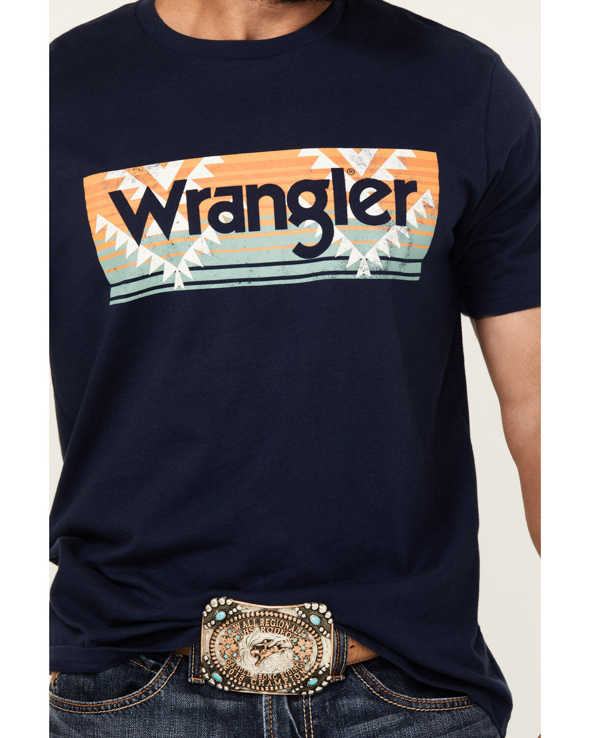 Wrangler Men's Boot Barn Exclusive Southwestern Box Logo Short Sleeve Graphic T-Shirt