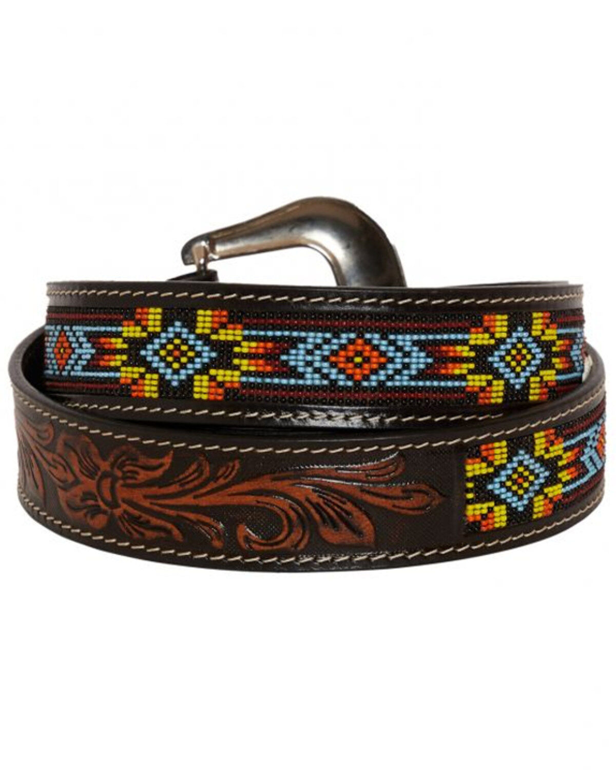 Myra Bag Women's Polychrome Southwestern Hand-Tooled Leather Belt