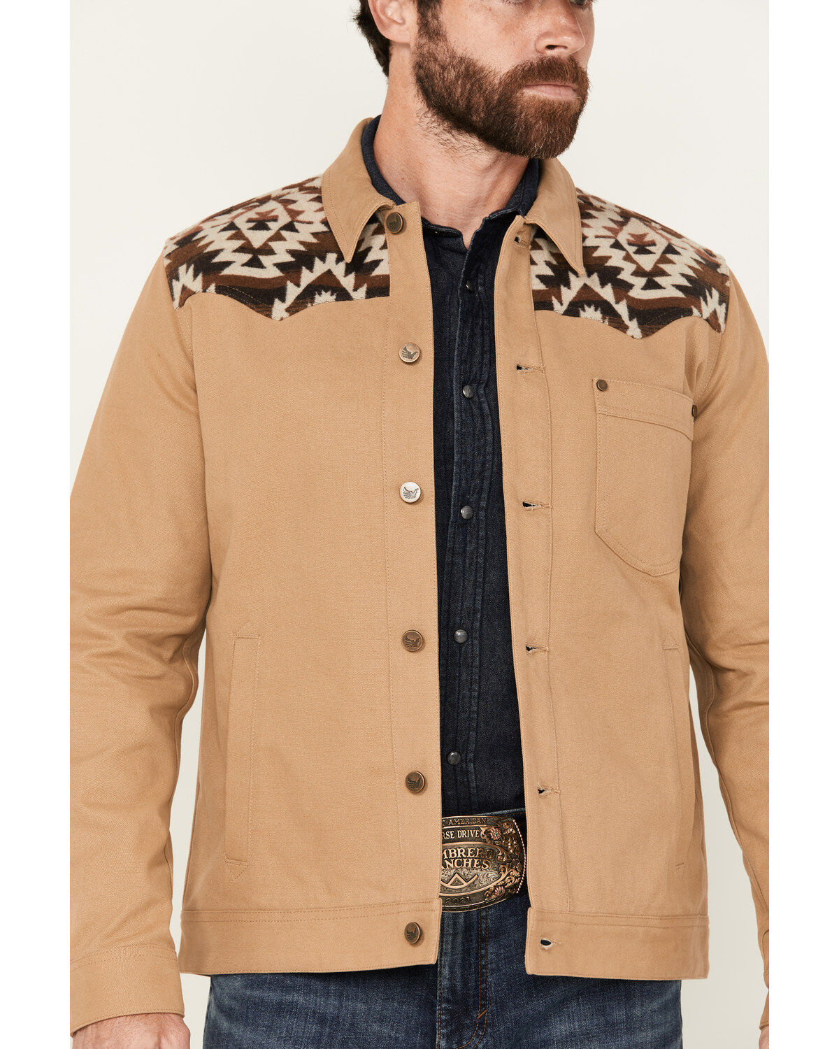 Cody James Men's Southwestern Print Canvas Button-Down Jacket
