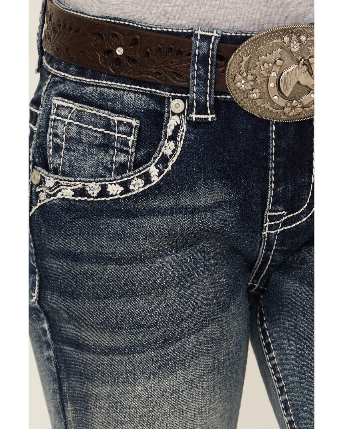 Shyanne Girls' Steerhead Embroidered Bootcut Stretch Denim Jeans