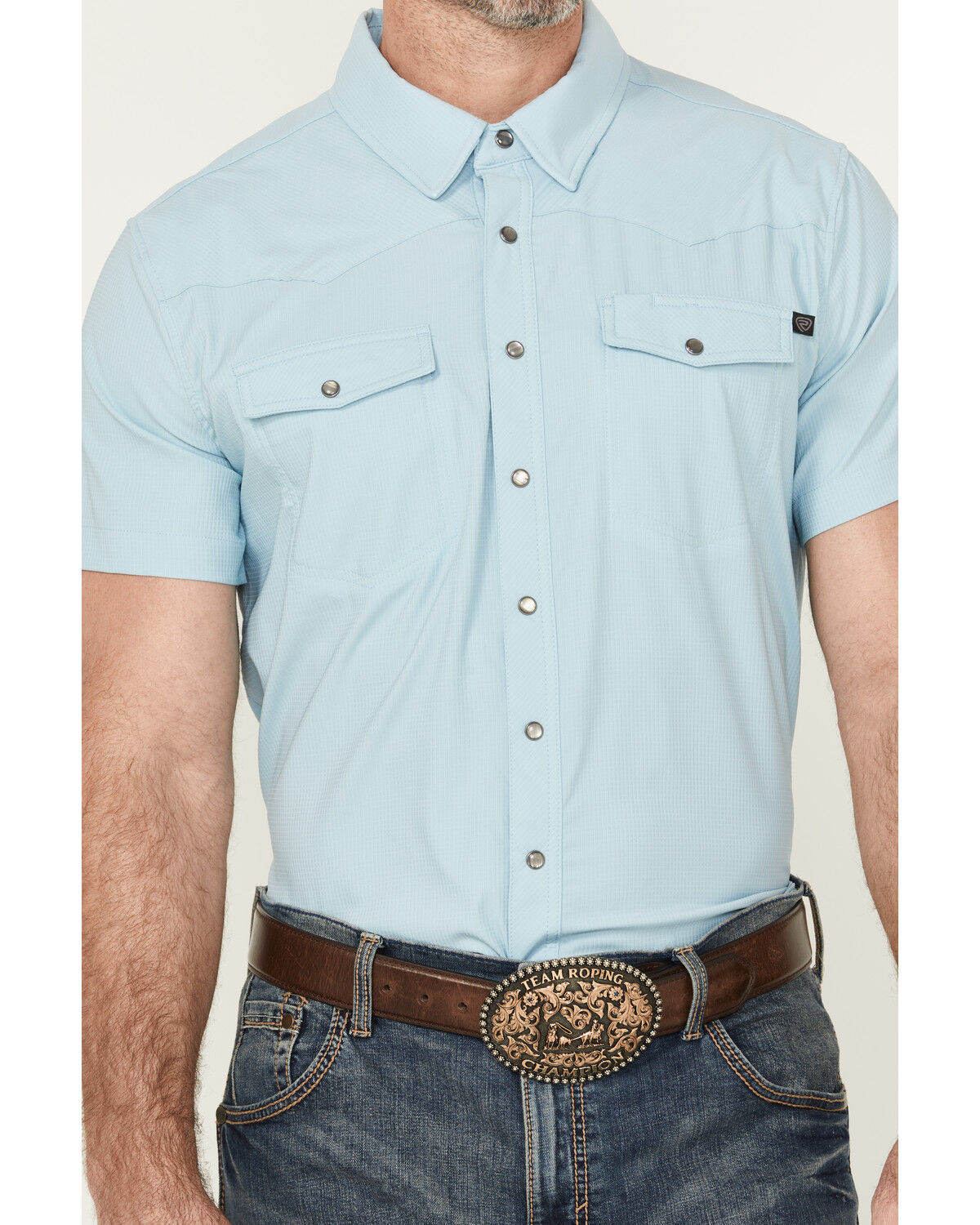 Rock & Roll Denim Men's Solid Tek Short Sleeve Snap Western Shirt