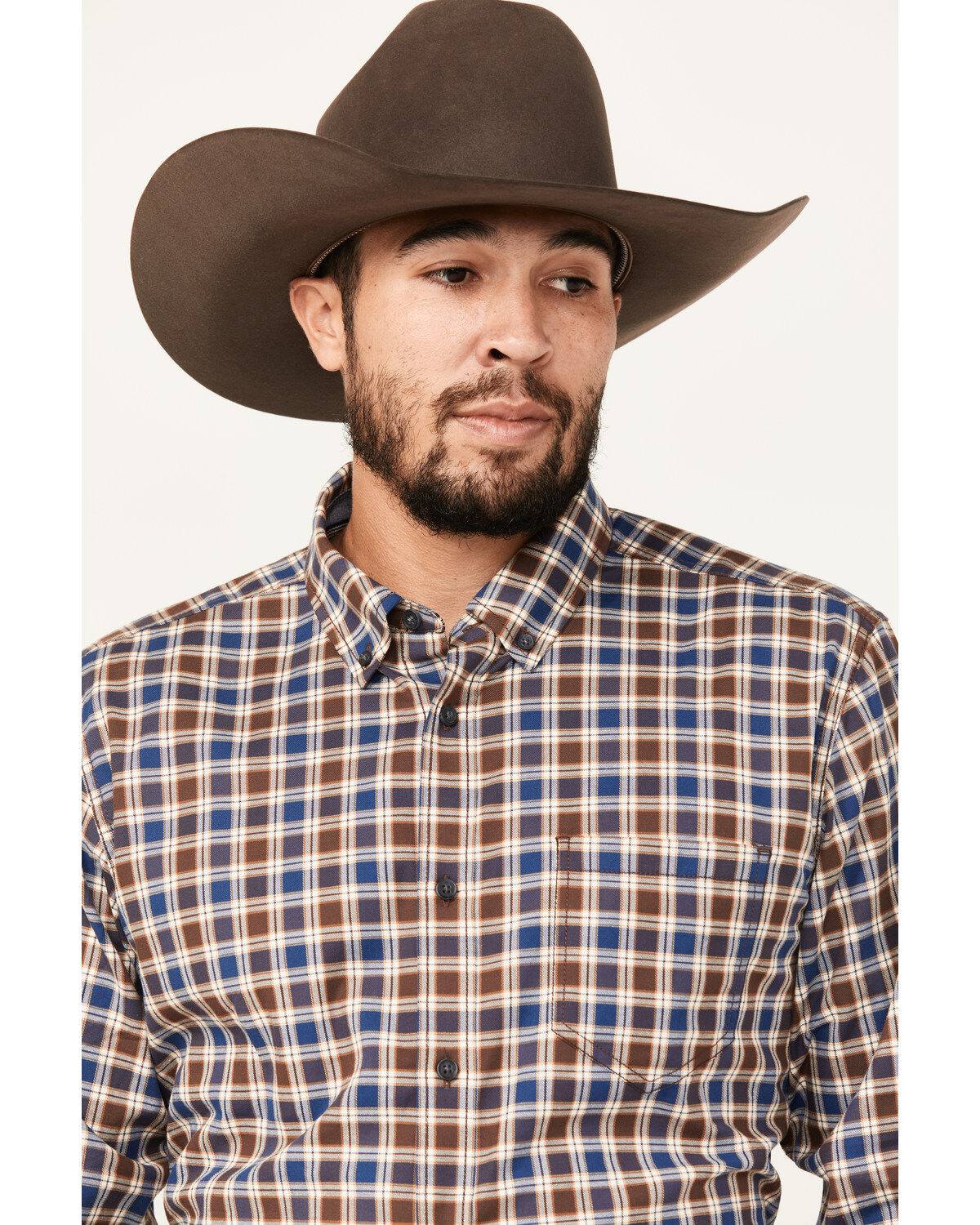 Cody James Men's Hound Dog Plaid Print Long Sleeve Button-Down Western Shirt