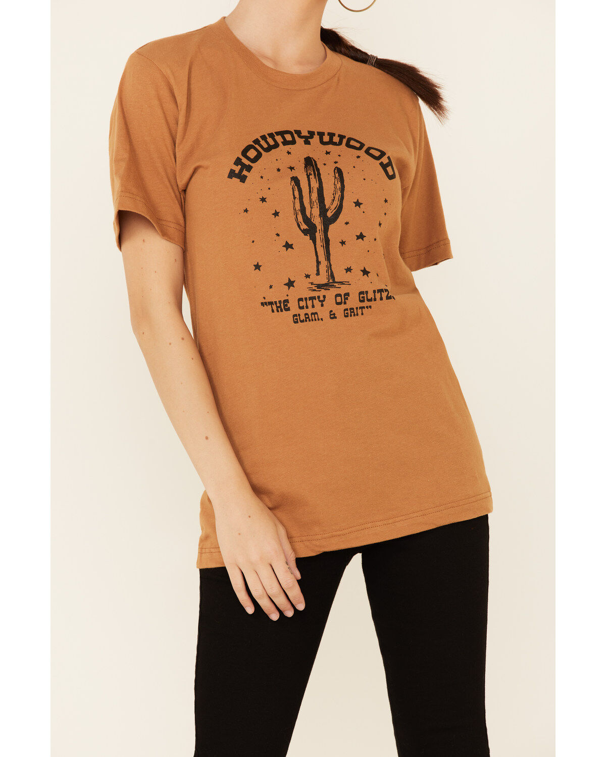Ali Dee Women's Camel Howdywood Graphic Short Sleeve Tee