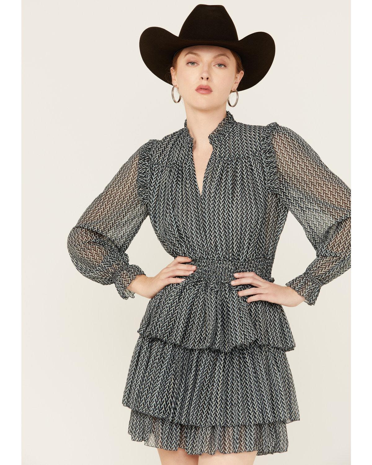 Revel Women's Long Sleeve Tier Mini Dress