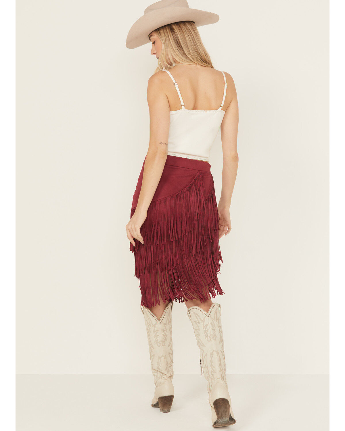 Idyllwind Women's Tina Faux Suede Fringe Midi Skirt