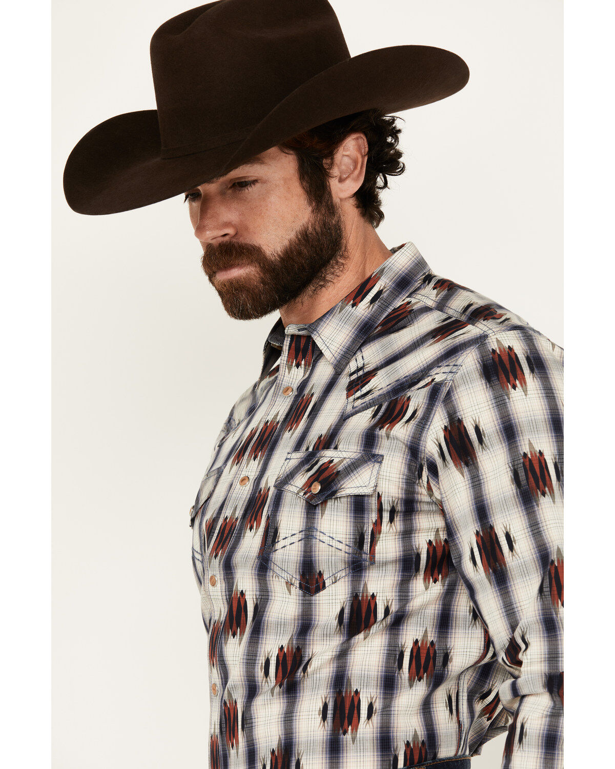 Cody James Men's Zion Sunset Southwestern Plaid Print Long Sleeve Snap Western Shirt