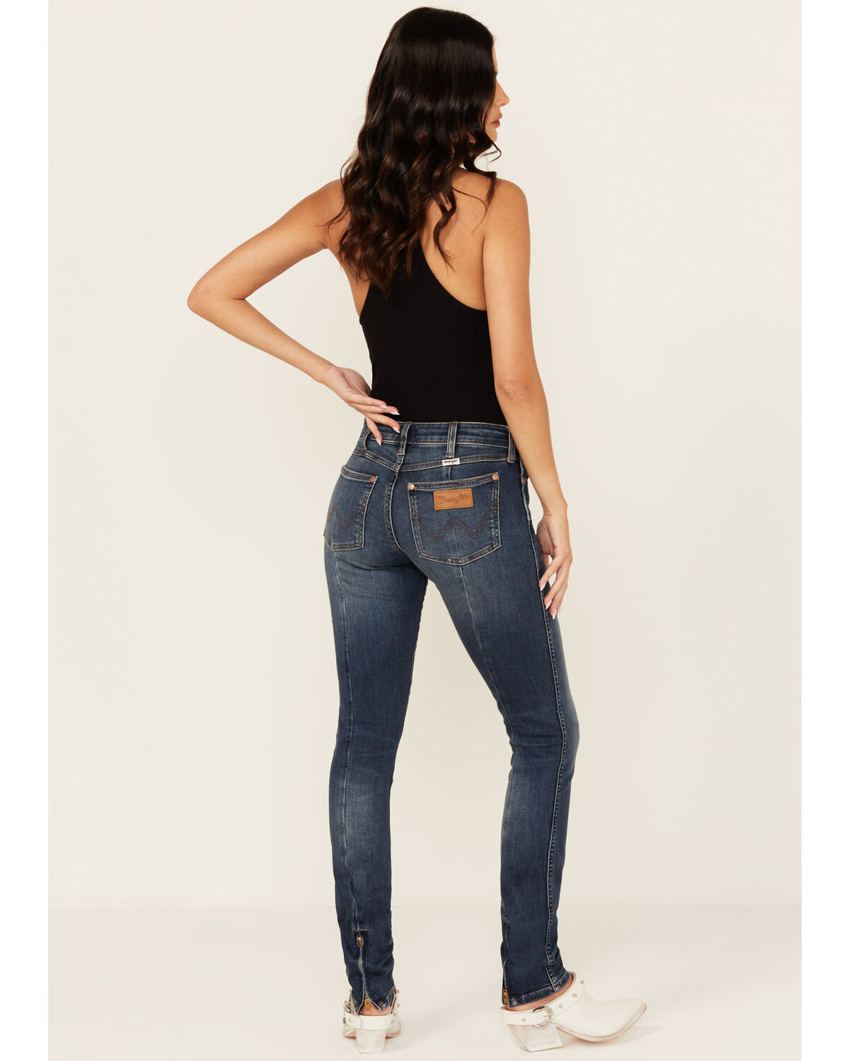 Wrangler Women's Dark Wash Howdy Honey Low Rise Skinny Stretch Denim Jeans