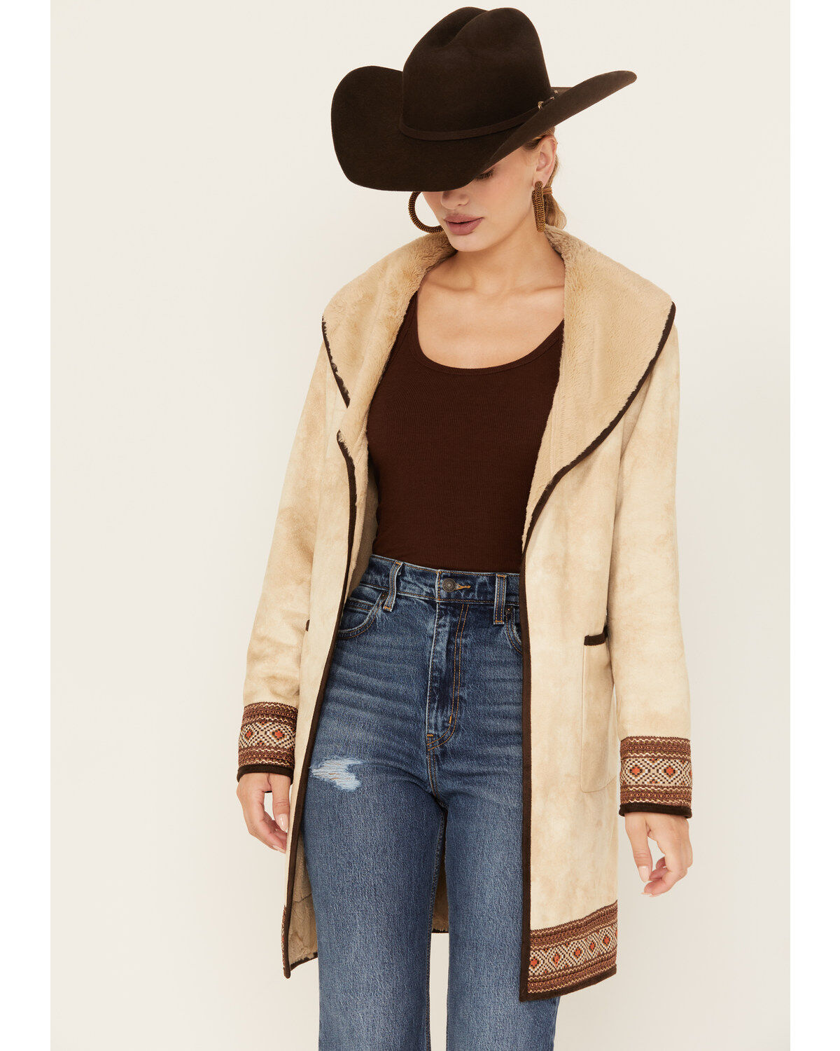 Tasha Polizzi Women's Raquel Faux Suede Border Print Jacket