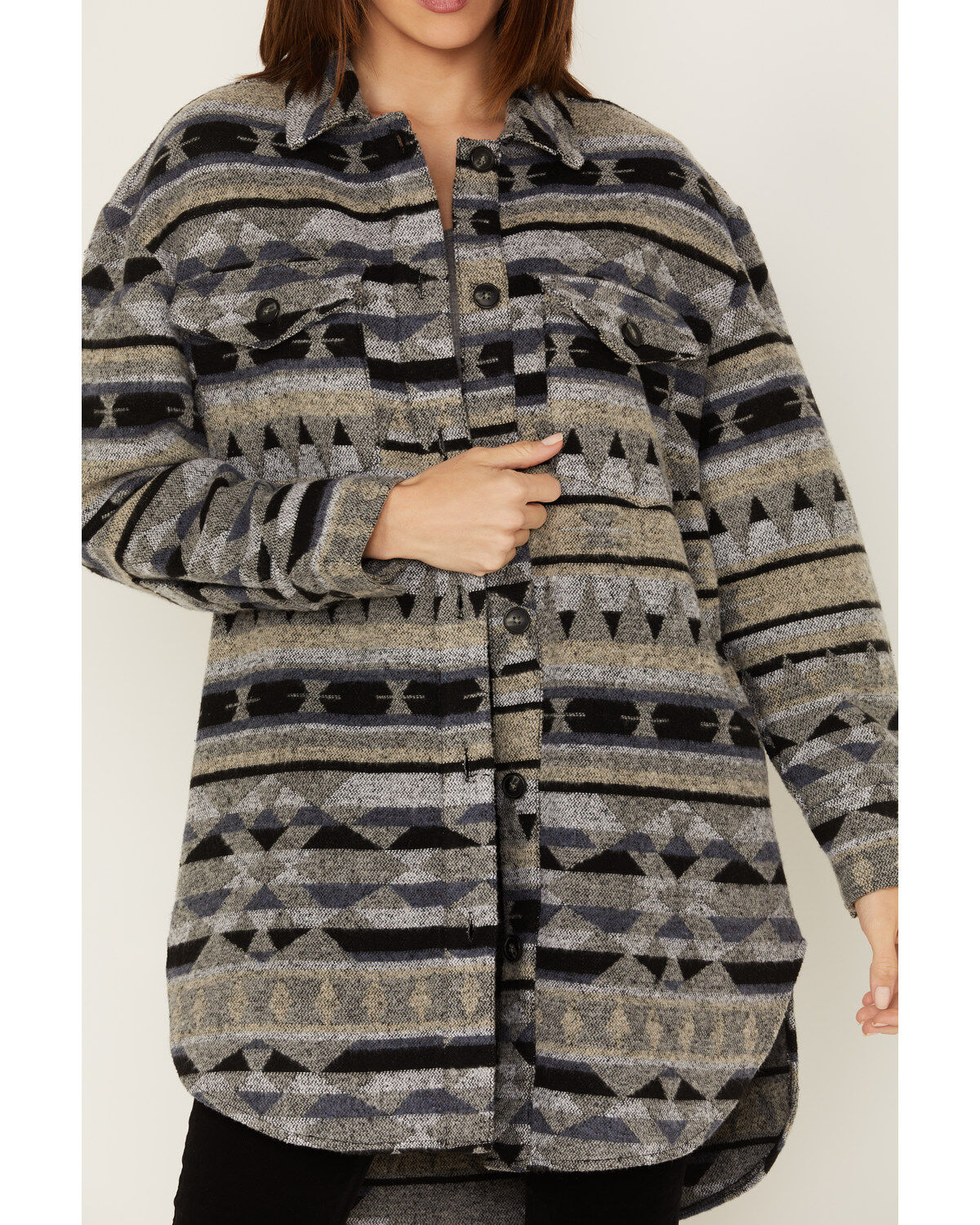 Cripple Creek Women's Southwestern Stripe Print Shacket