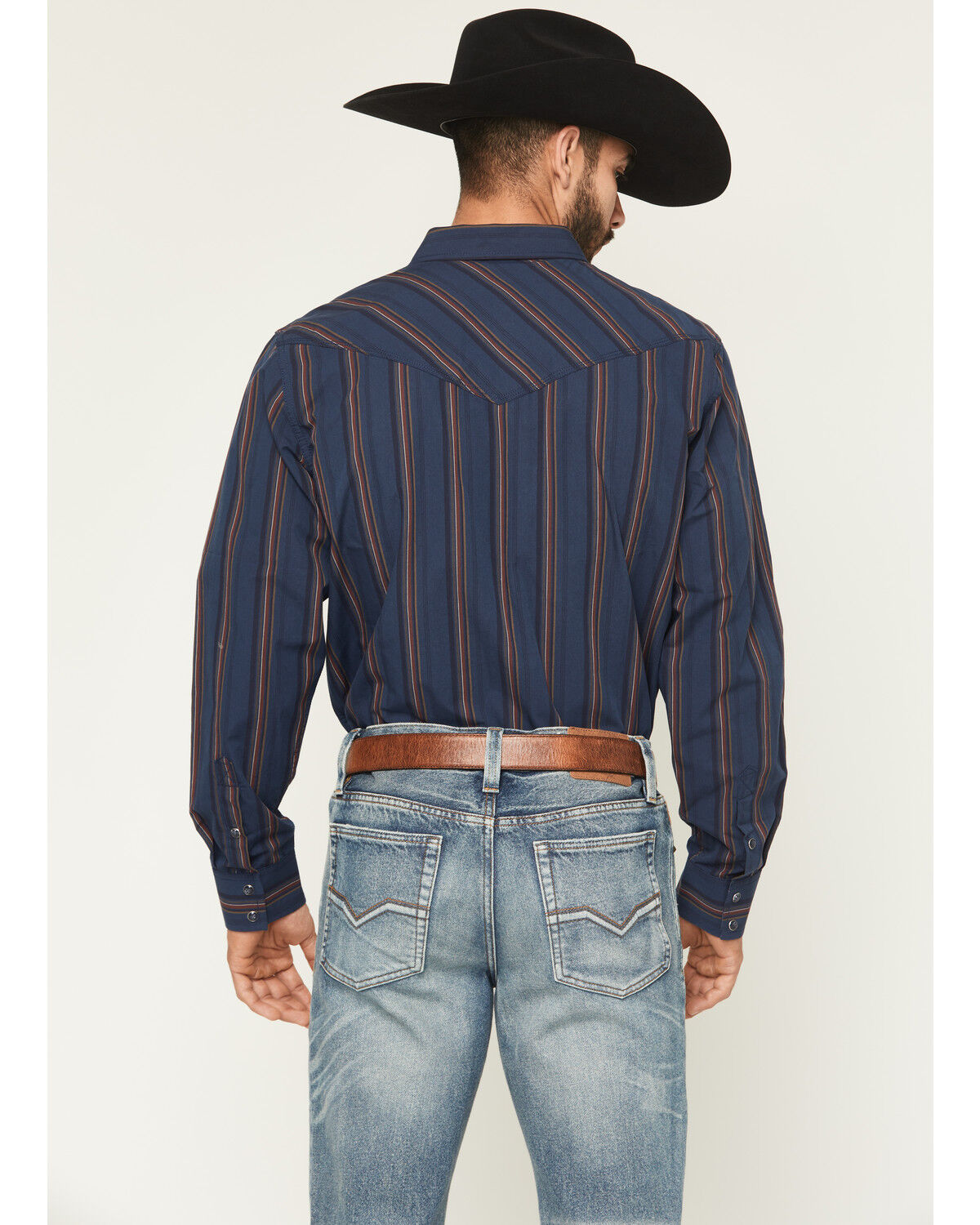Moonshine Spirit Men's Riff Stripe Print Long Sleeve Snap Western Shirt