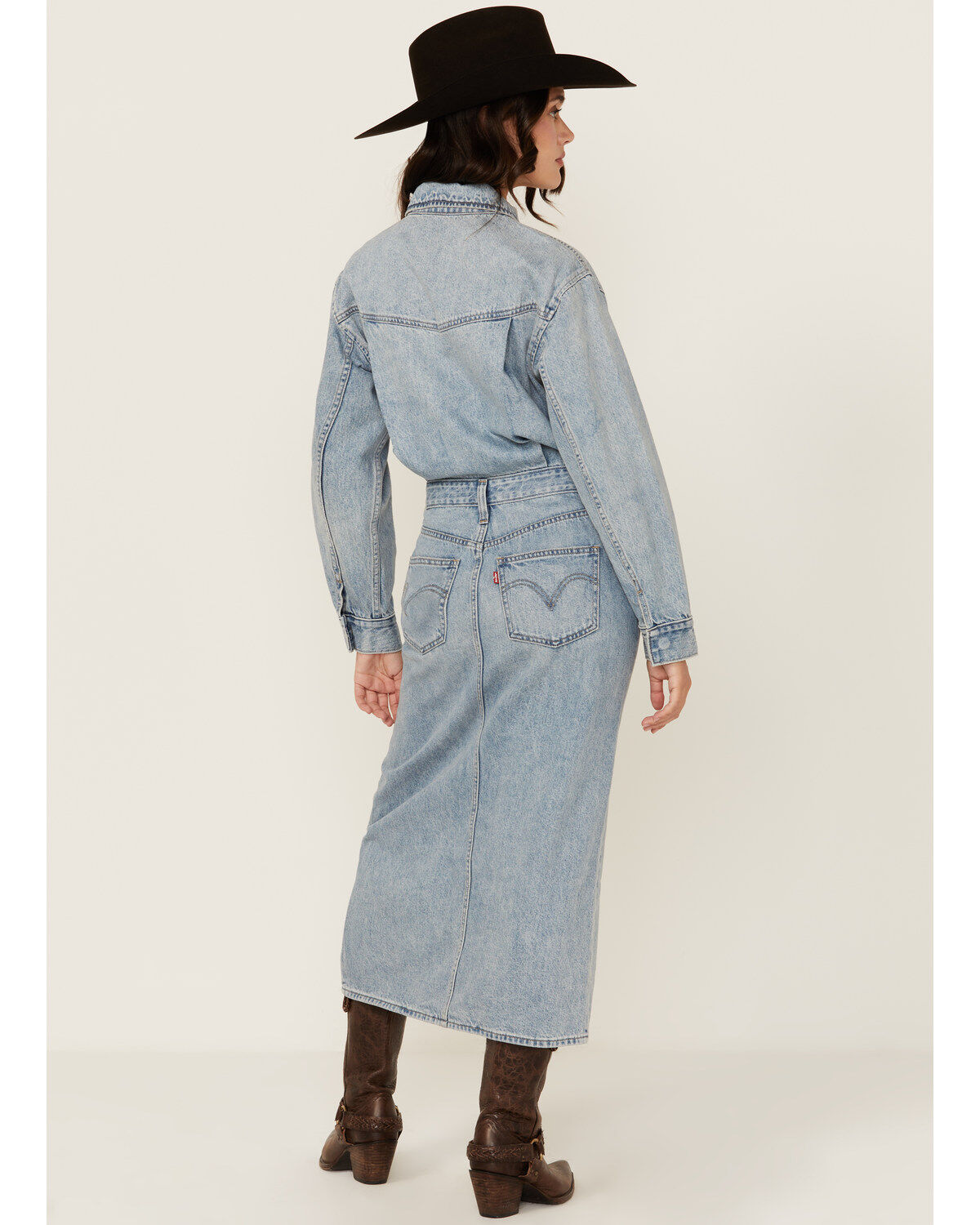 Levi's Premium Women's Light Wash Western Denim Midi Dress