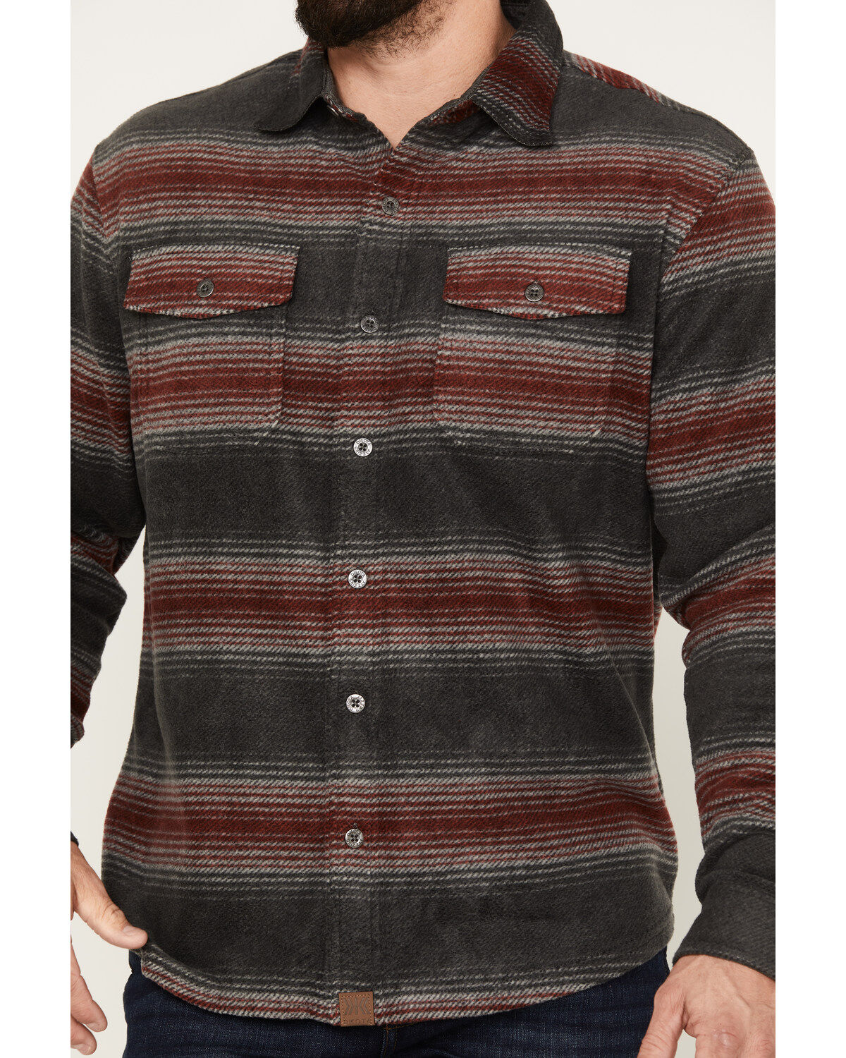 Dakota Grizzly Men's Bowie Button Down Long Sleeve Striped Western Fleece Shirt