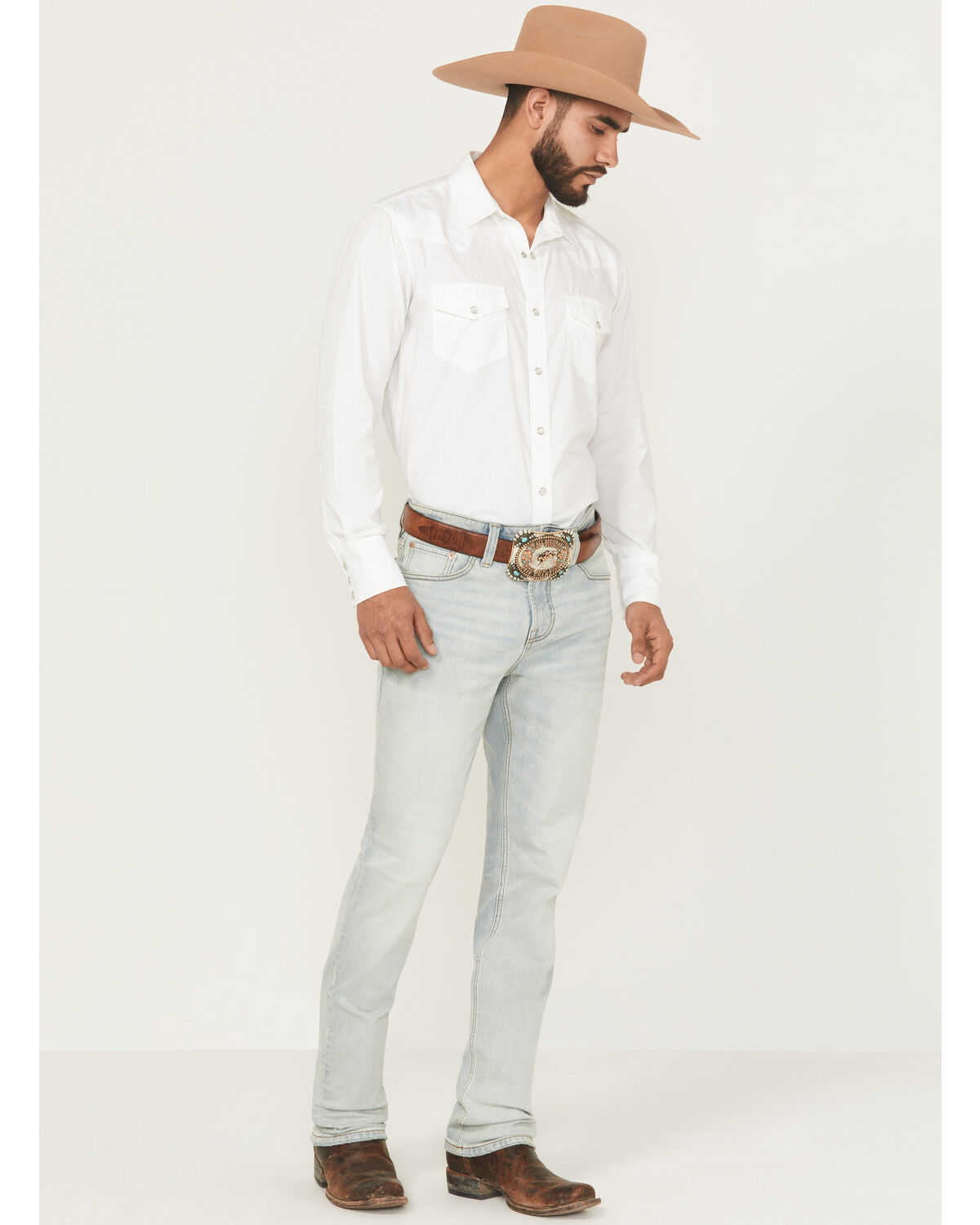 Blue Ranchwear Men's Savage Light Wash Slim Straight Stretch Denim Jeans
