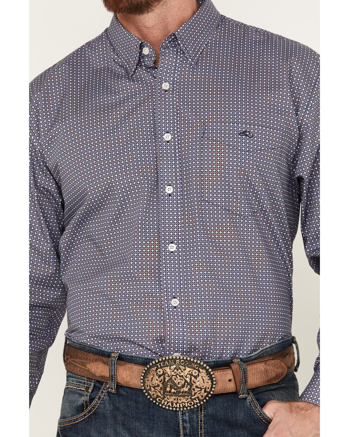 Resistol Men's Owen Geo Print Long Sleeve Button-Down Western Shirt