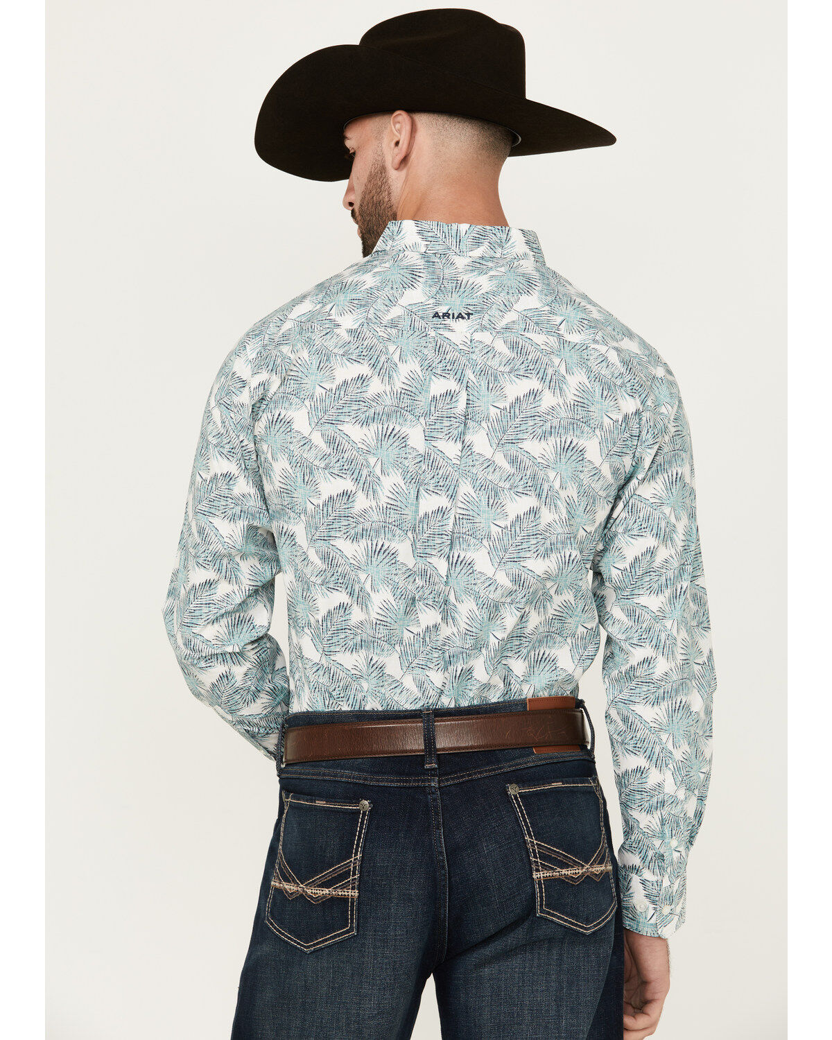 Ariat Men's Emanuel Palm Leaf Print Long Sleeve Button-Down Western Shirt