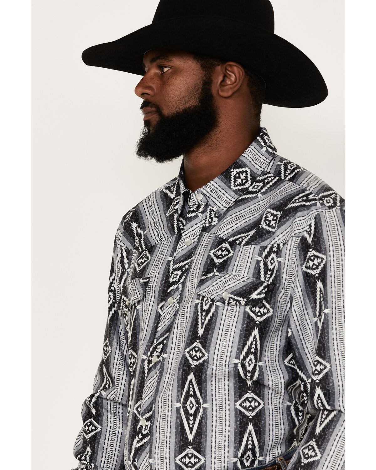 Rock & Roll Denim Men's Tek Southwestern Print Long Sleeve Pearl Snap Western Shirt