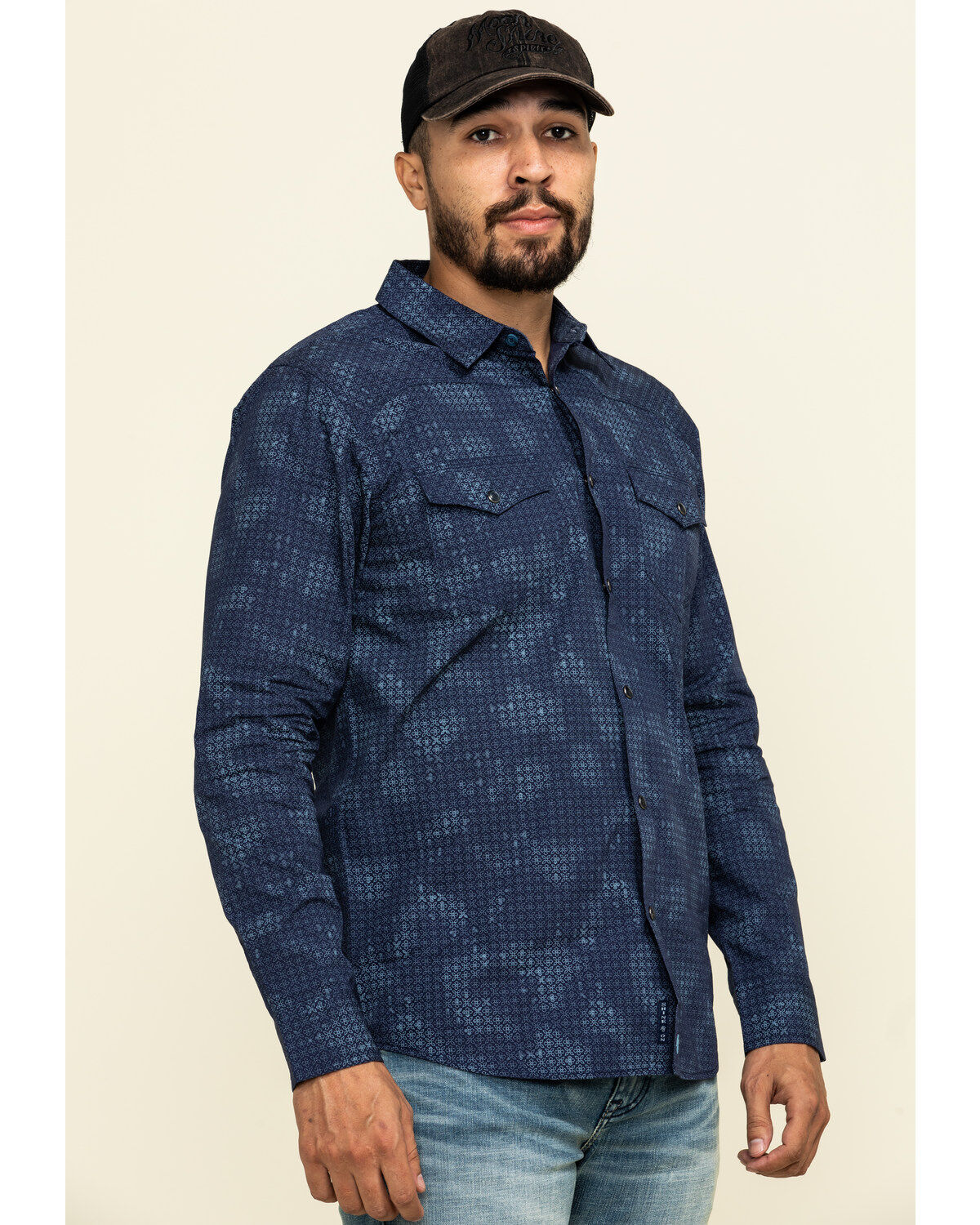 Moonshine Spirit Men's Floral Camo Print Long Sleeve Western Shirt