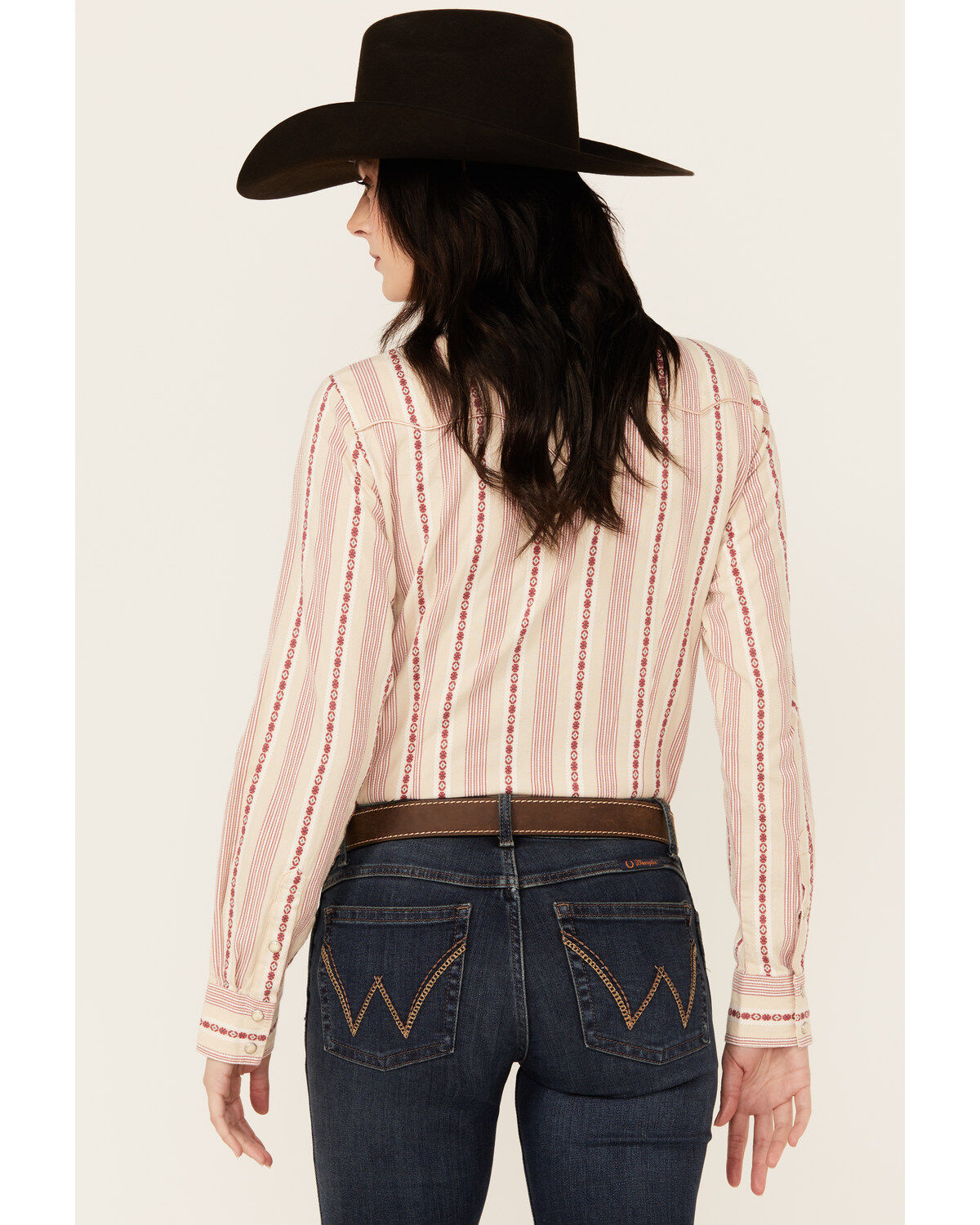 Wrangler Retro Women's Serape Striped Print Long Sleeve Pearl Snap Western Shirt