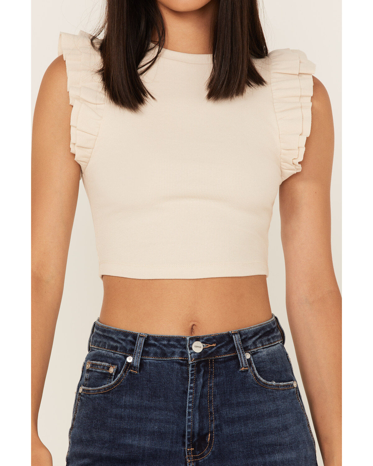 Shyanne Women's Ribbed Ruffle Crop Top