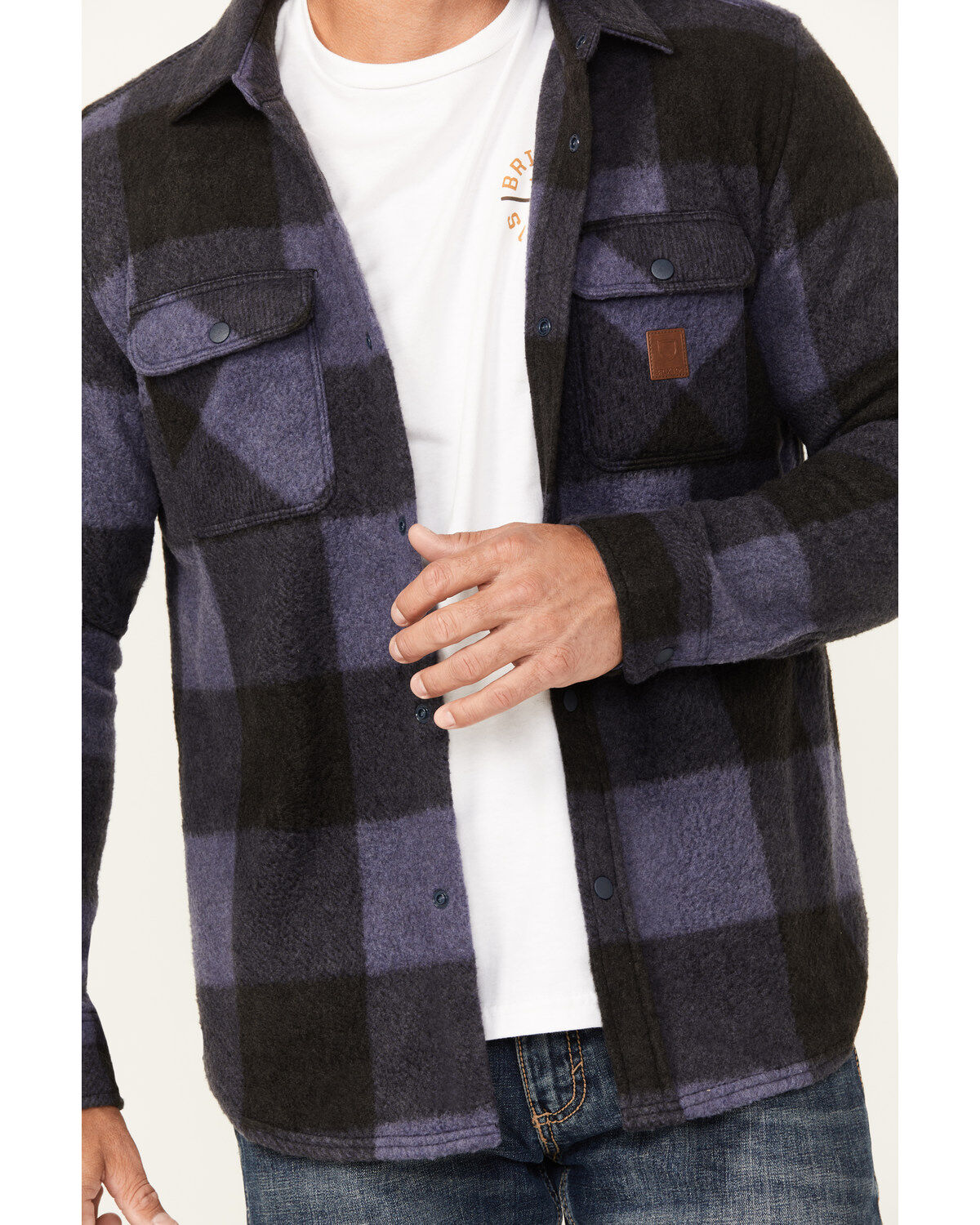 Brixton Men's Bowery Arctic Plaid Print Long Sleeve Snap Stretch Flannel Shirt