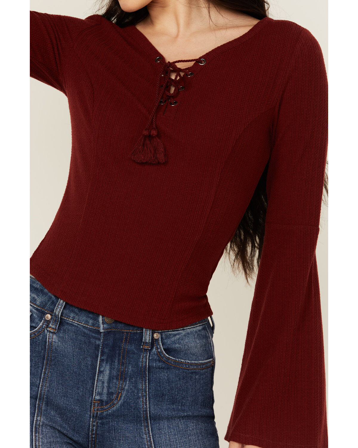 Shyanne Women's Solid Lace-Up Long Sleeve Shirt