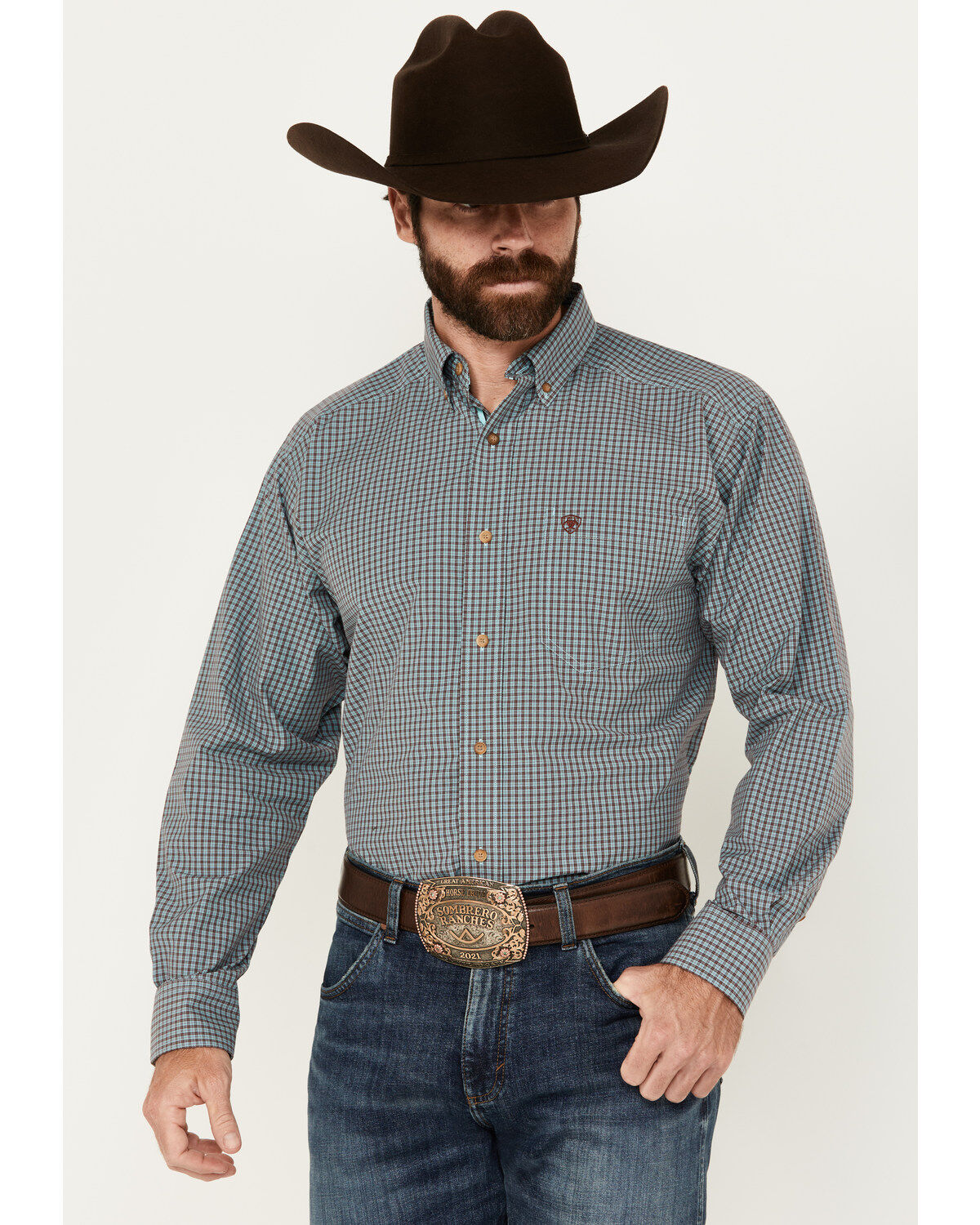 Ariat Men's Nestor Plaid Print Long Sleeve Button-Down Performance Shirt