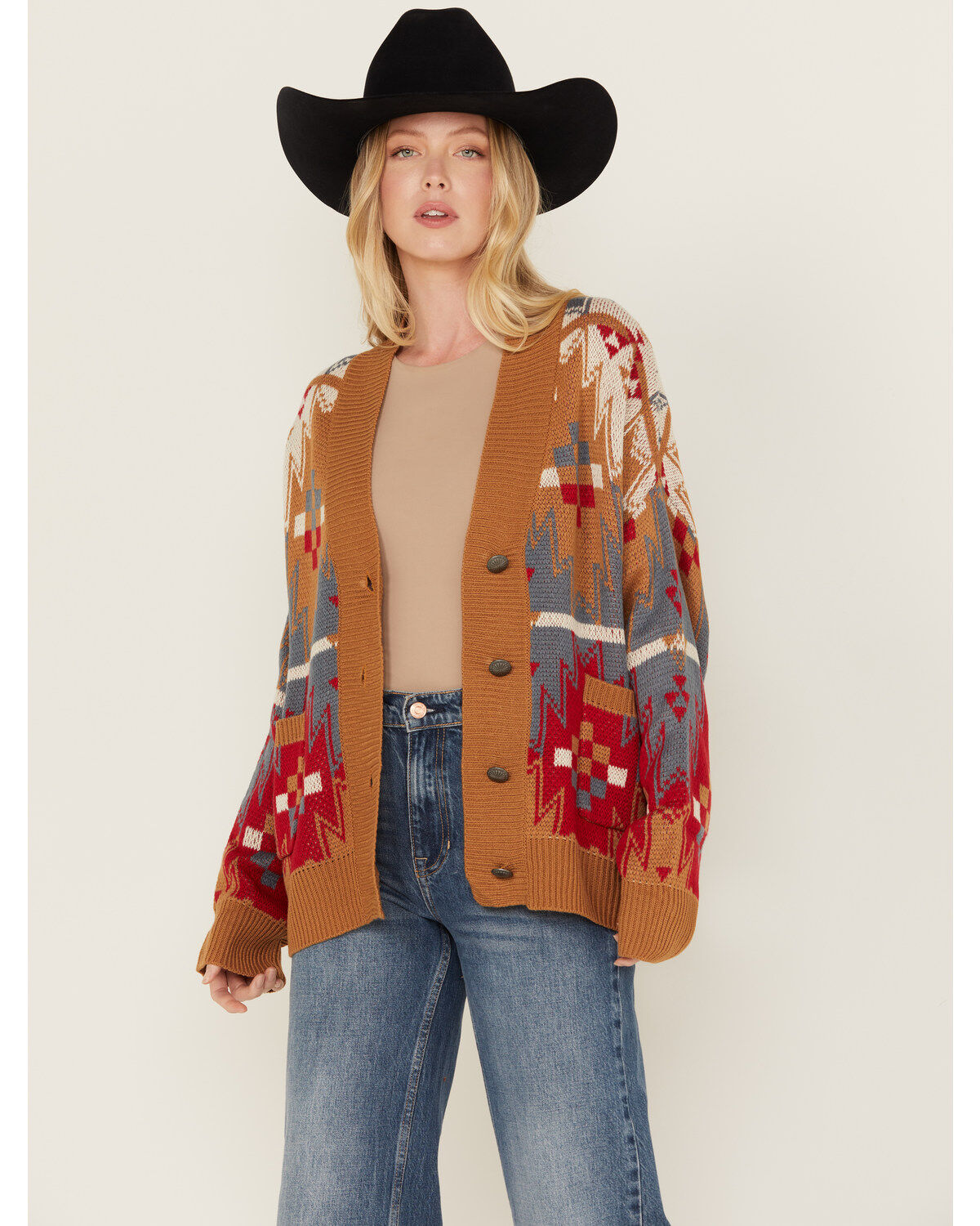 Wrangler Women's Southwestern Print Boyfriend Cardigan