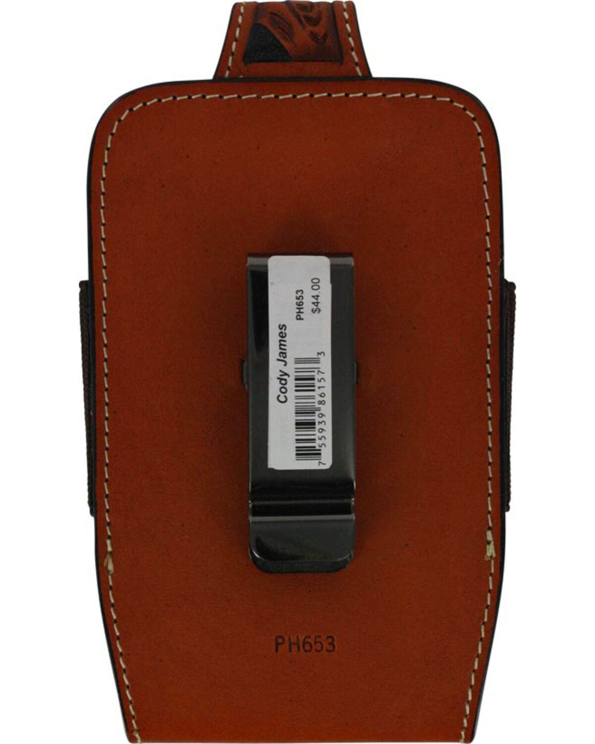 M & F Western Men's Tooled Leather Cell Phone Holder Clip-On Case
