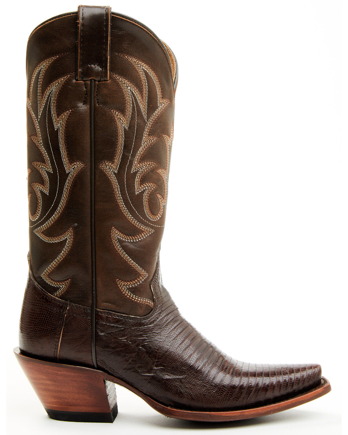 Shyanne Women's Cocoa Exotic Lizard Western Boots - Snip Toe
