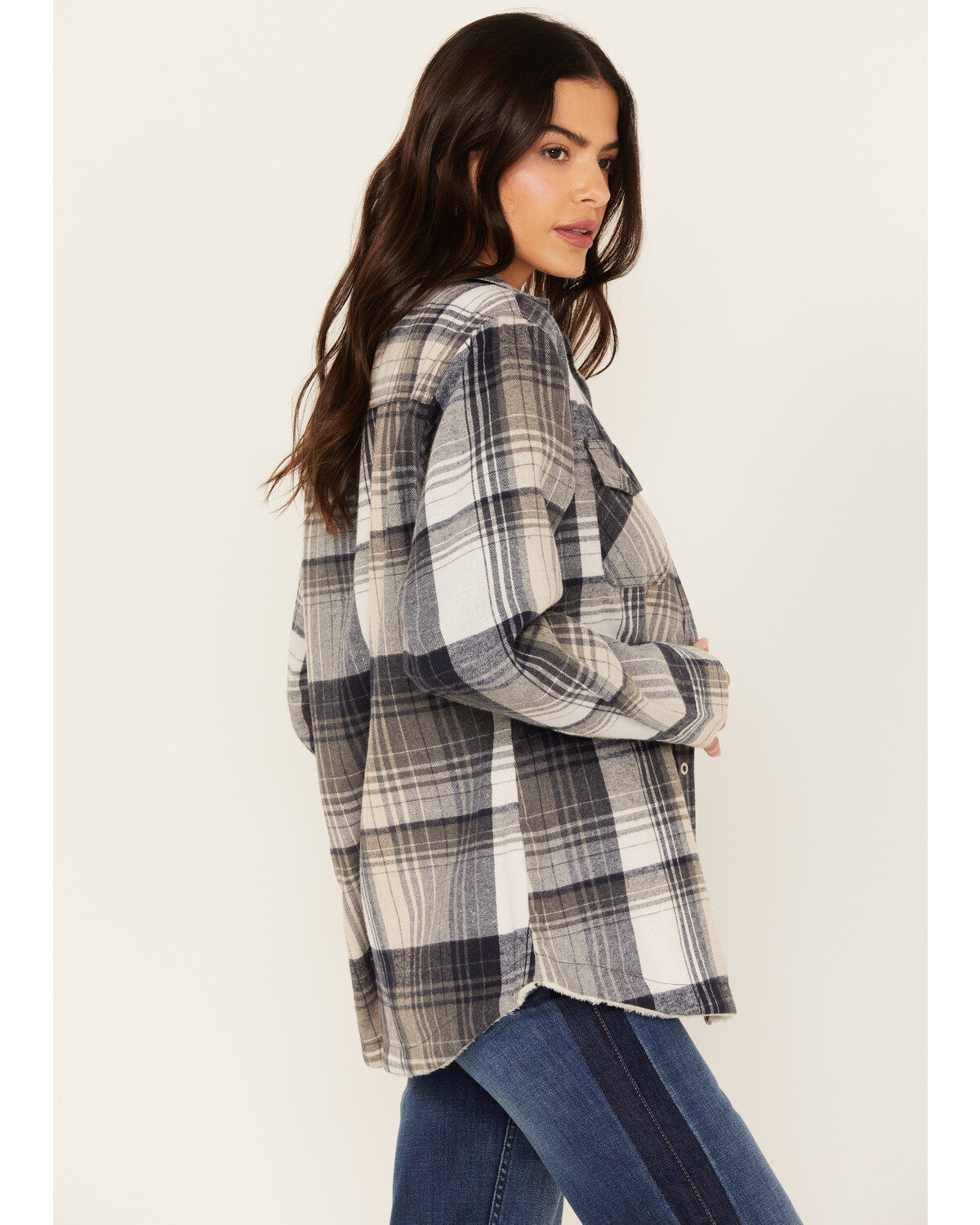 Pacific Teaze Women's Plaid Print Sherpa Lined Shacket