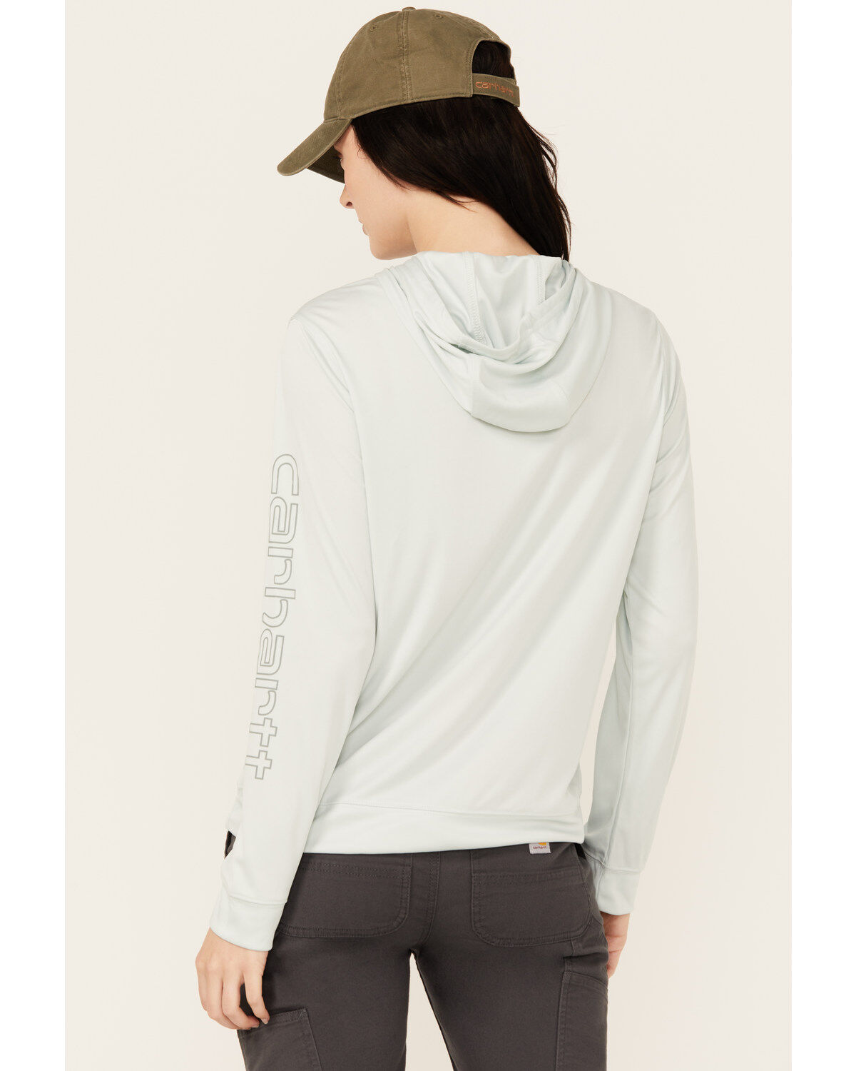 Carhartt Women's Force Sun Defender Relaxed Fit Lightweight Logo Hooded Graphic Long Sleeve