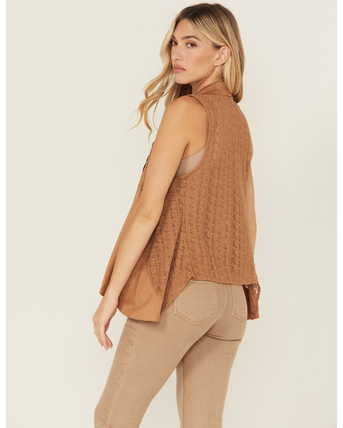 Shyanne Women's Cascade Lace Faux Suede Vest