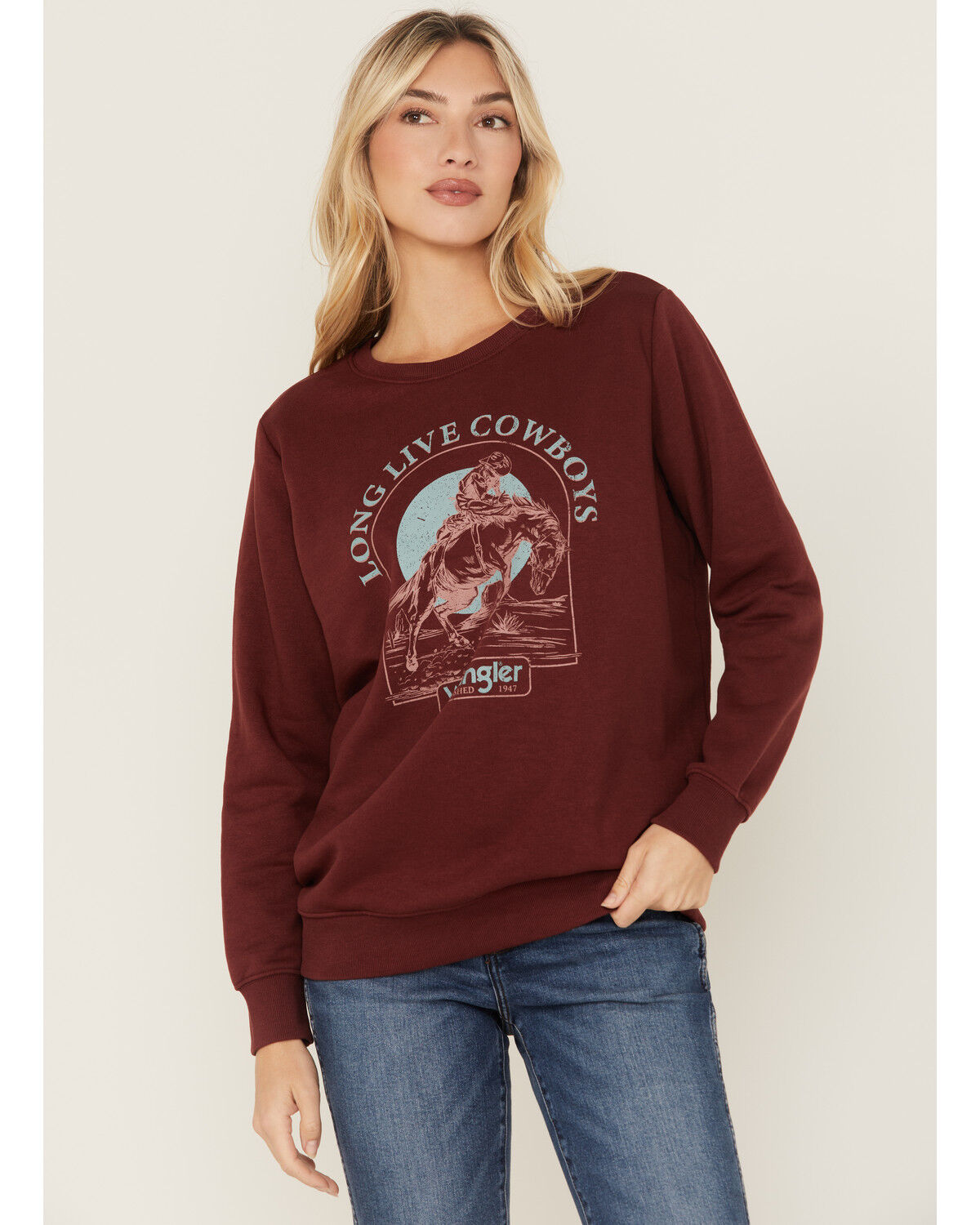 Wrangler Women's Boot Barn Exclusive Long Live Cowboys Graphic Crewneck