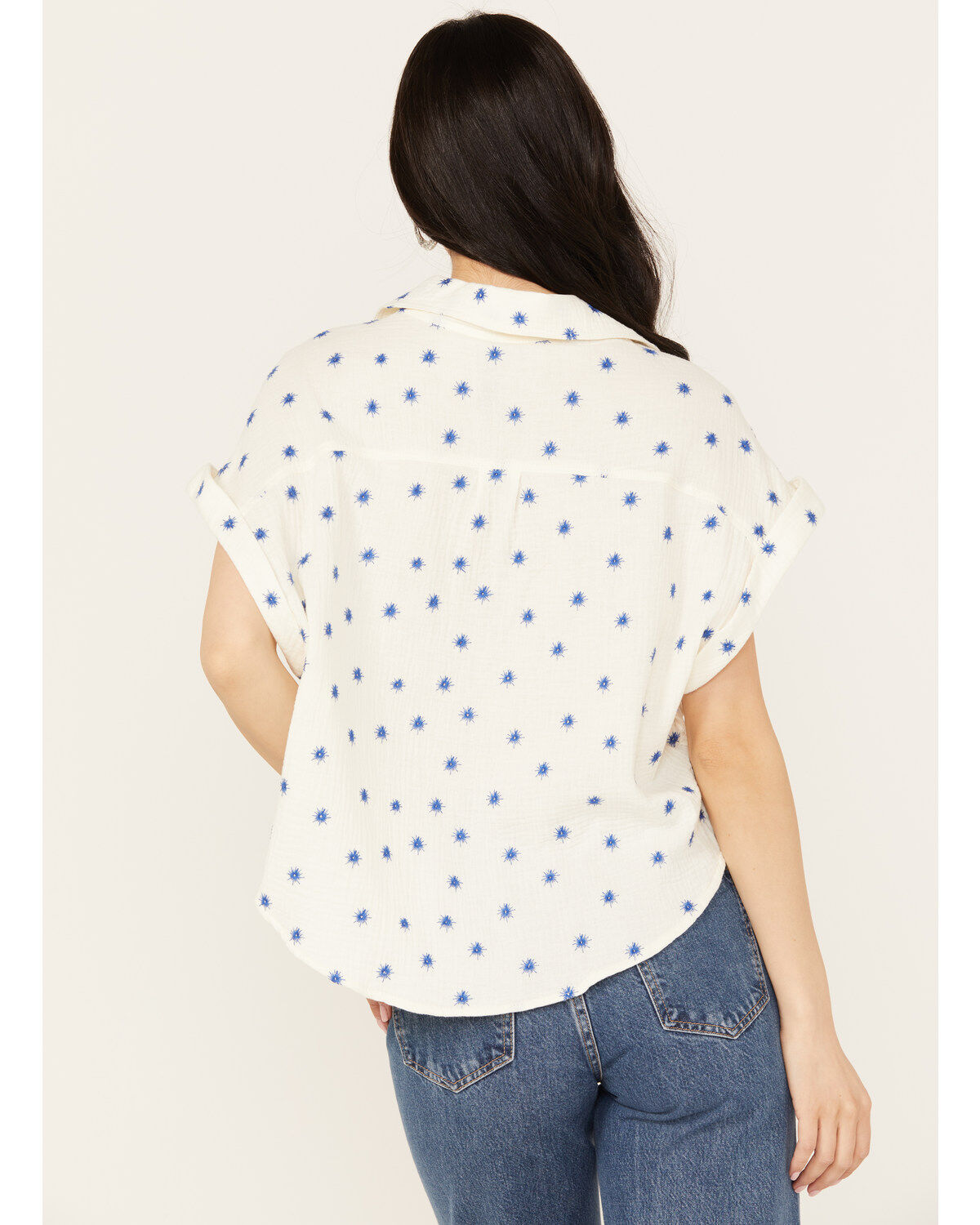 Wild Moss Women's Short Sleeve Embroidered Campshirt