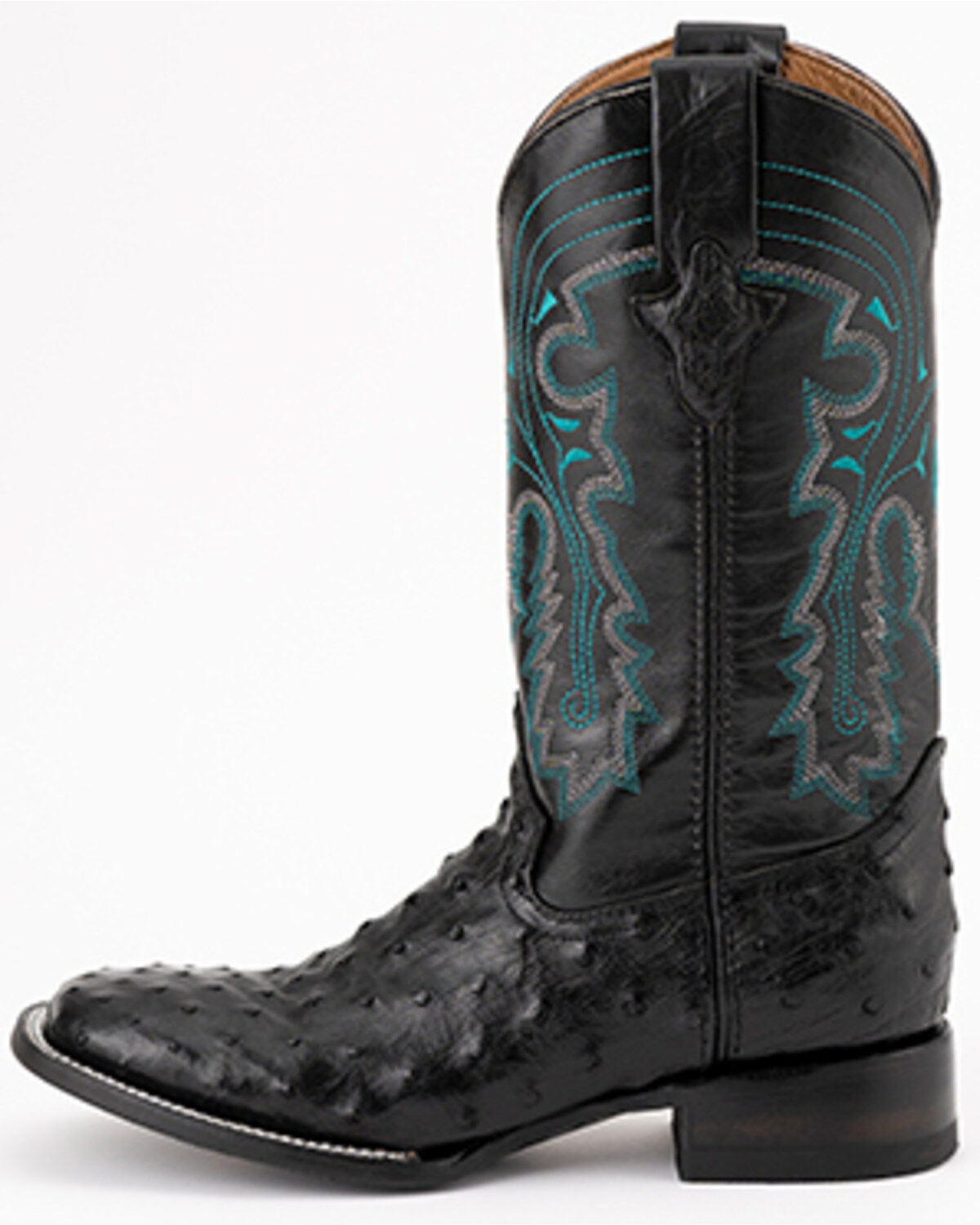 Ferrini Men's Full-Quill Ostrich Embroidered Western Boots - Broad Square Toe