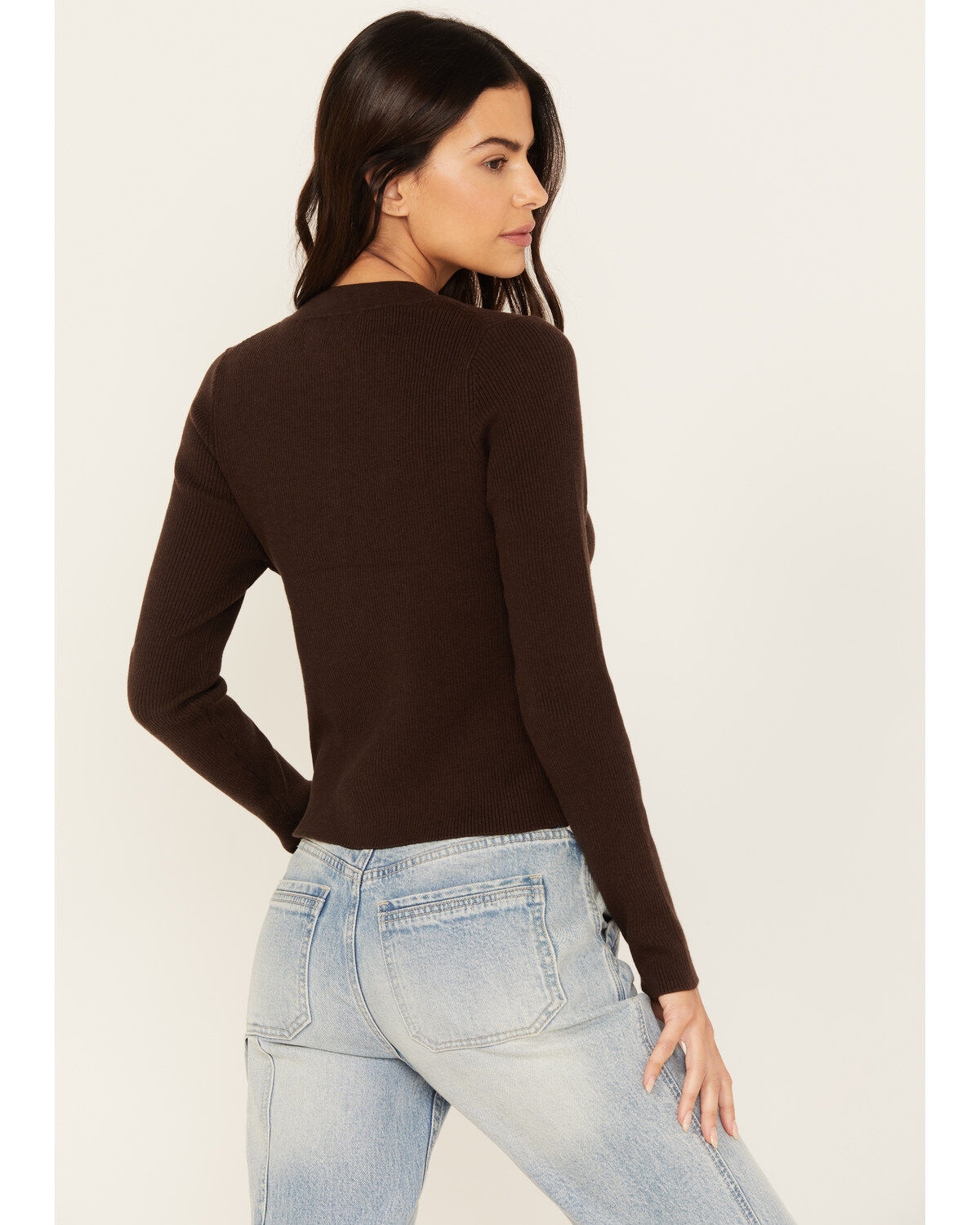 Cleo + Wolf Women's Ribbed Henley Sweater